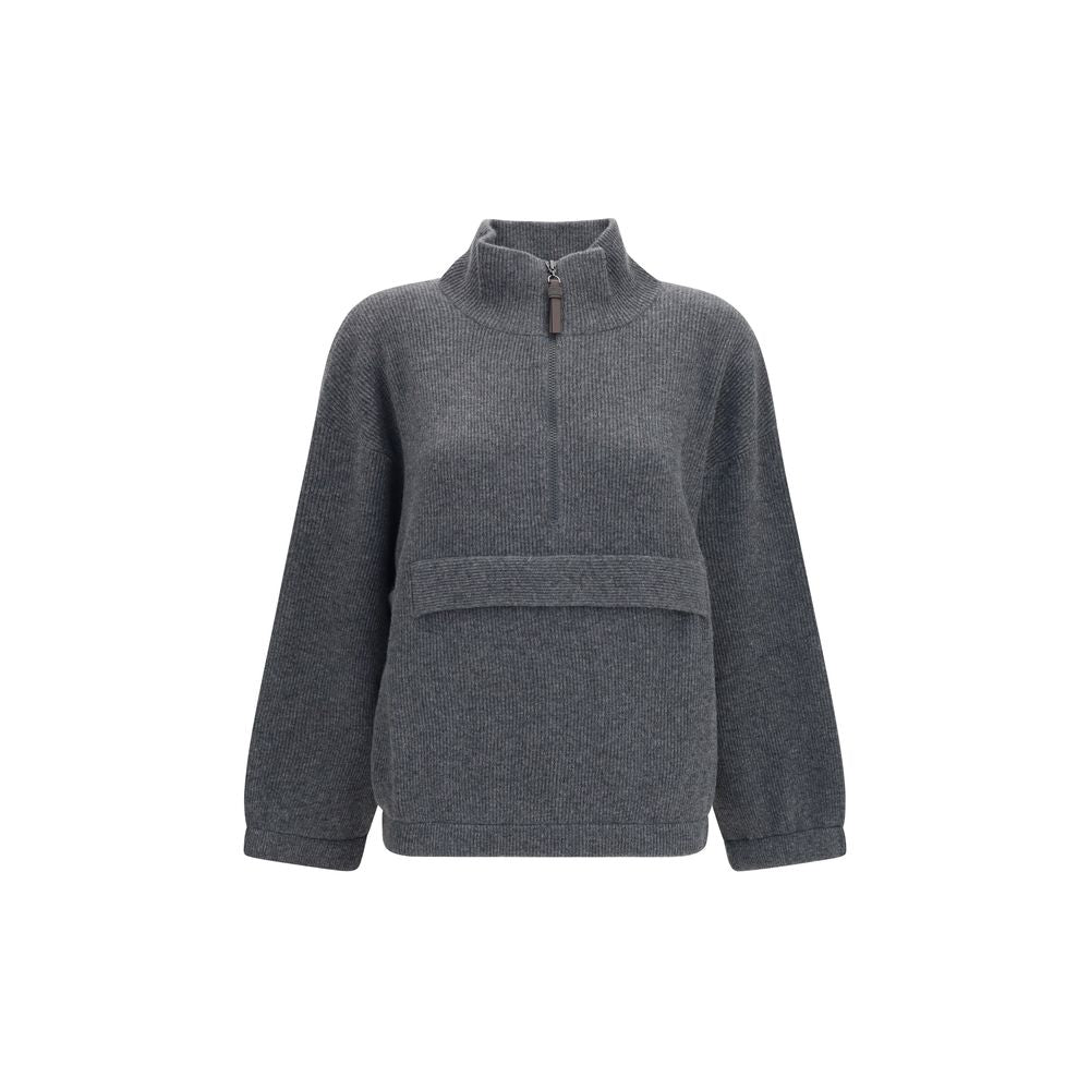 Brunello Cucinelli Gray Cashmere Sweatshirt Brunello Cucinelli