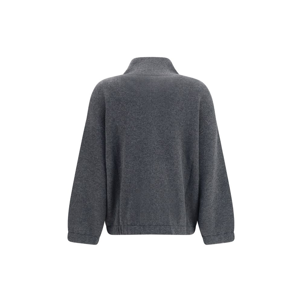 Brunello Cucinelli Gray Cashmere Sweatshirt Brunello Cucinelli