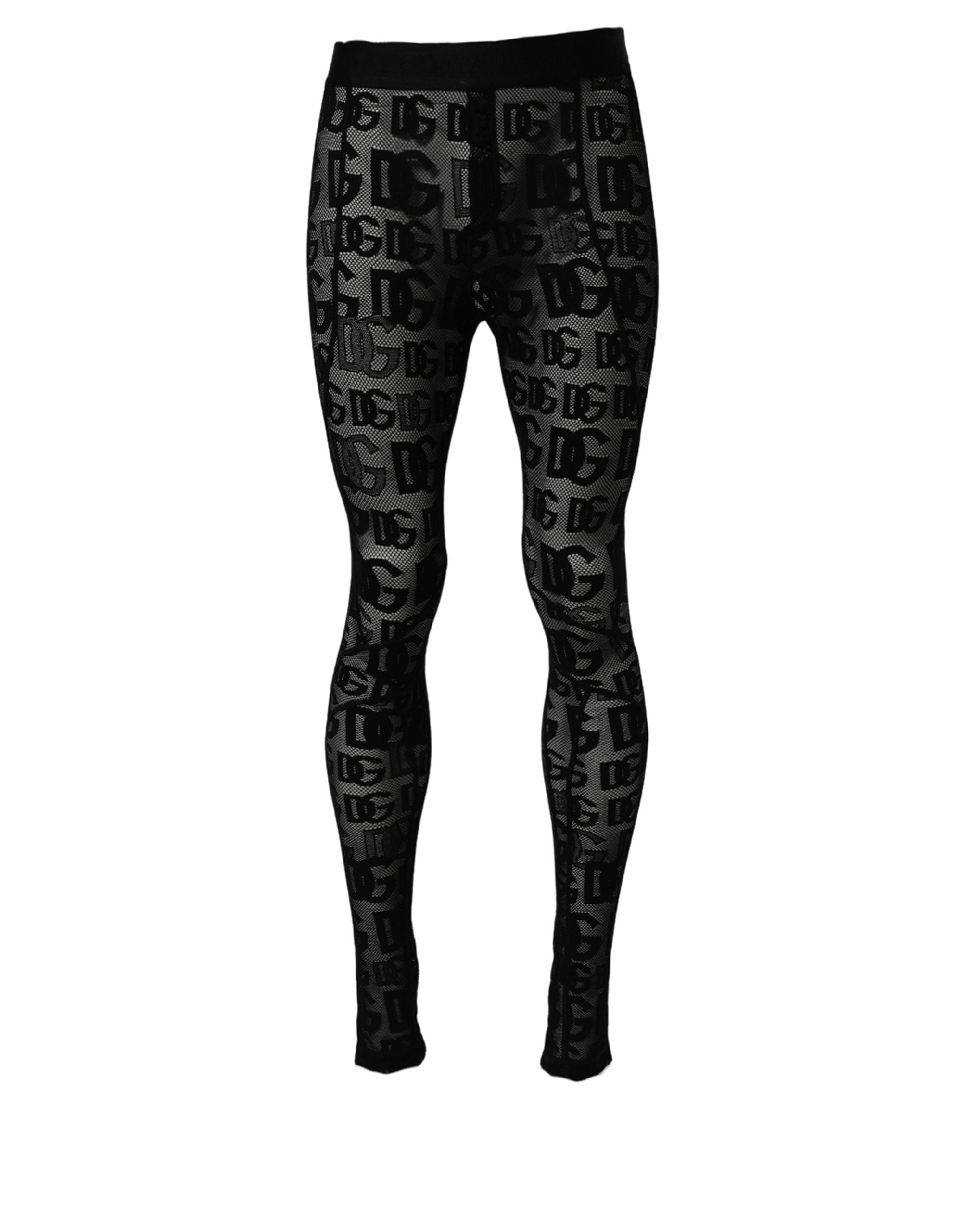 Dolce & Gabbana Black All Over Logo Print Sheer Pantyhose Underwear Dolce & Gabbana