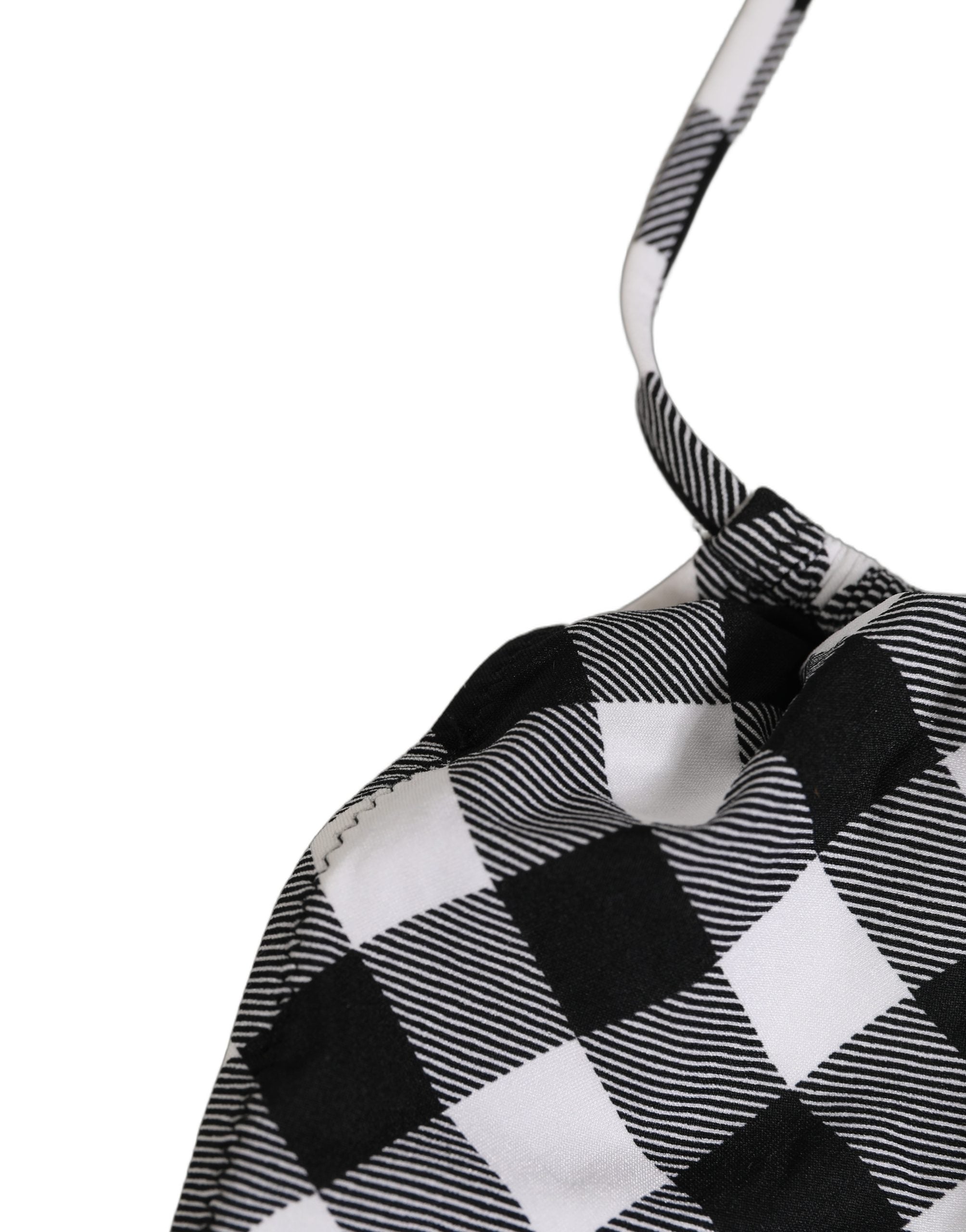 Dolce & Gabbana Black White Checkered Halter Beachwear Bikini Top Dolce & Gabbana