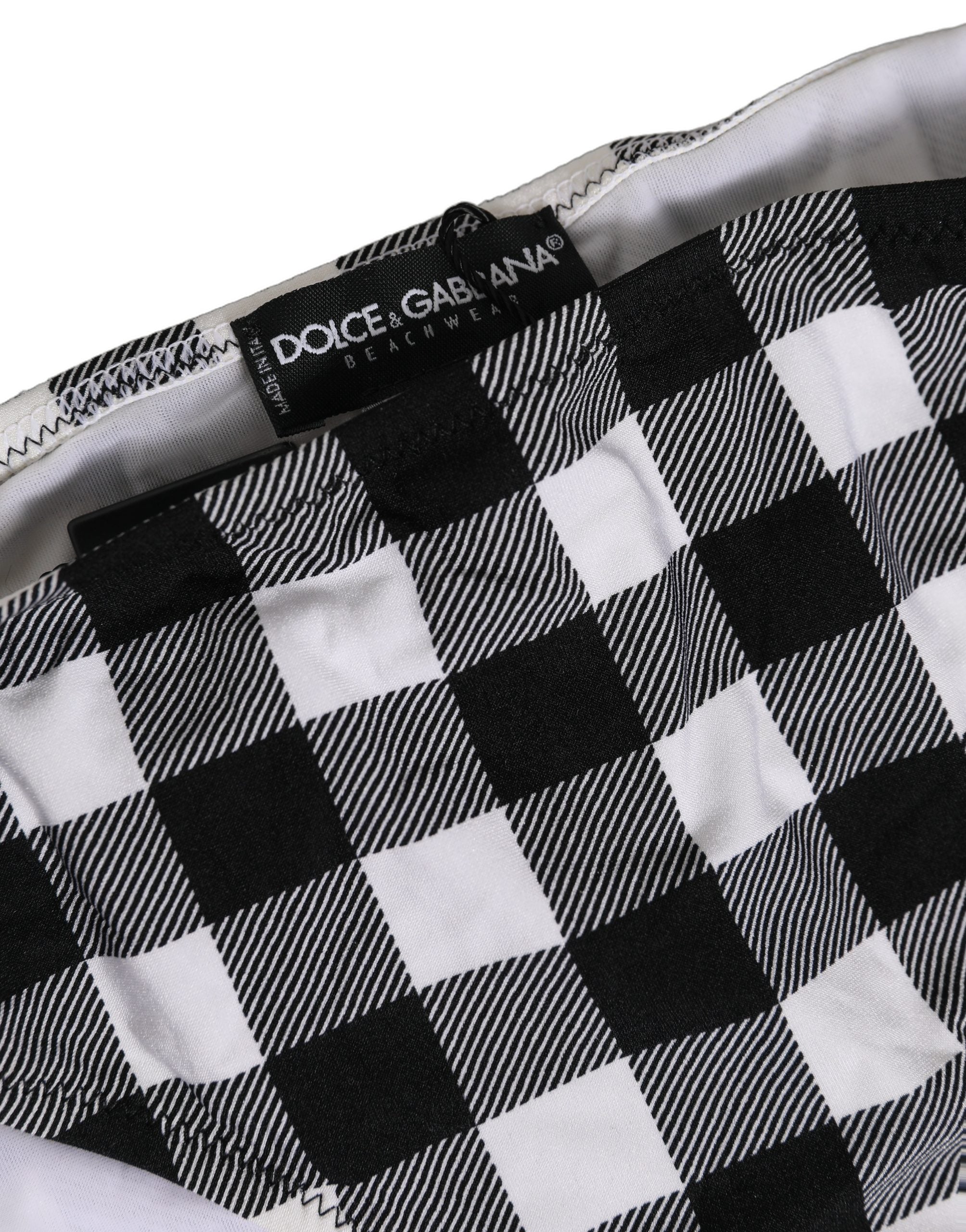 Dolce & Gabbana Black White Checkered Beachwear Bikini Bottom Dolce & Gabbana