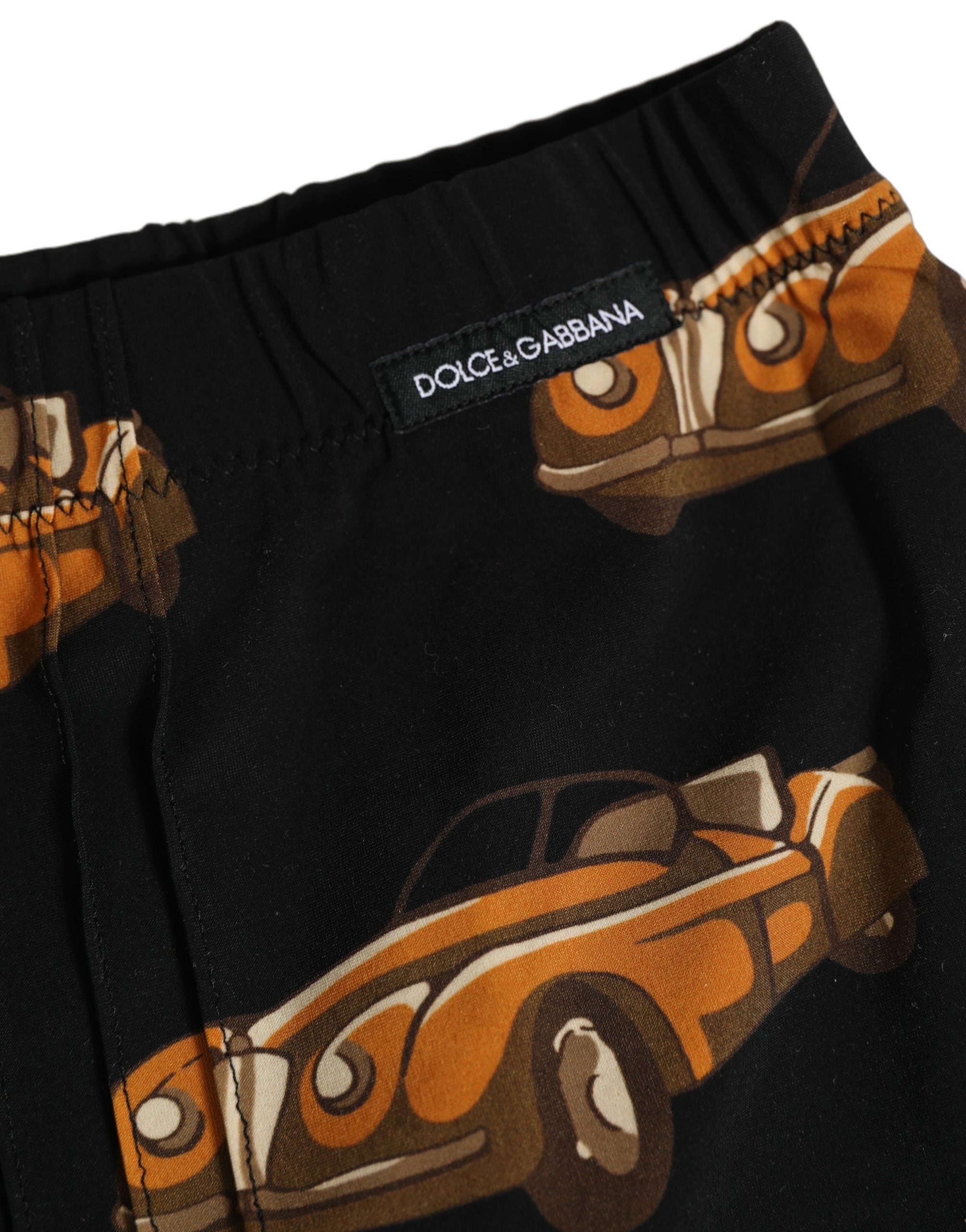 Dolce & Gabbana Black Car Print Swim Trunk Beachwear Swimwear Dolce & Gabbana