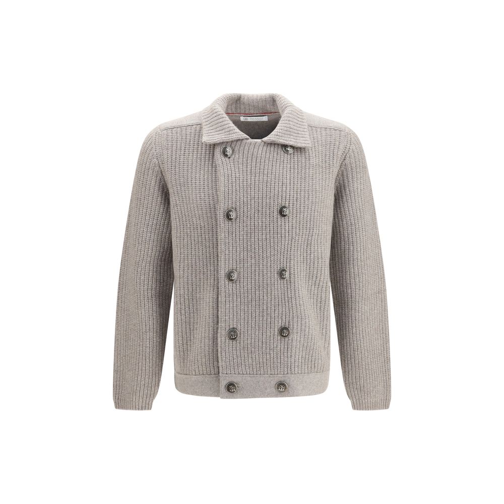 Brunello Cucinelli Gray Cashmere Cardigan Brunello Cucinelli