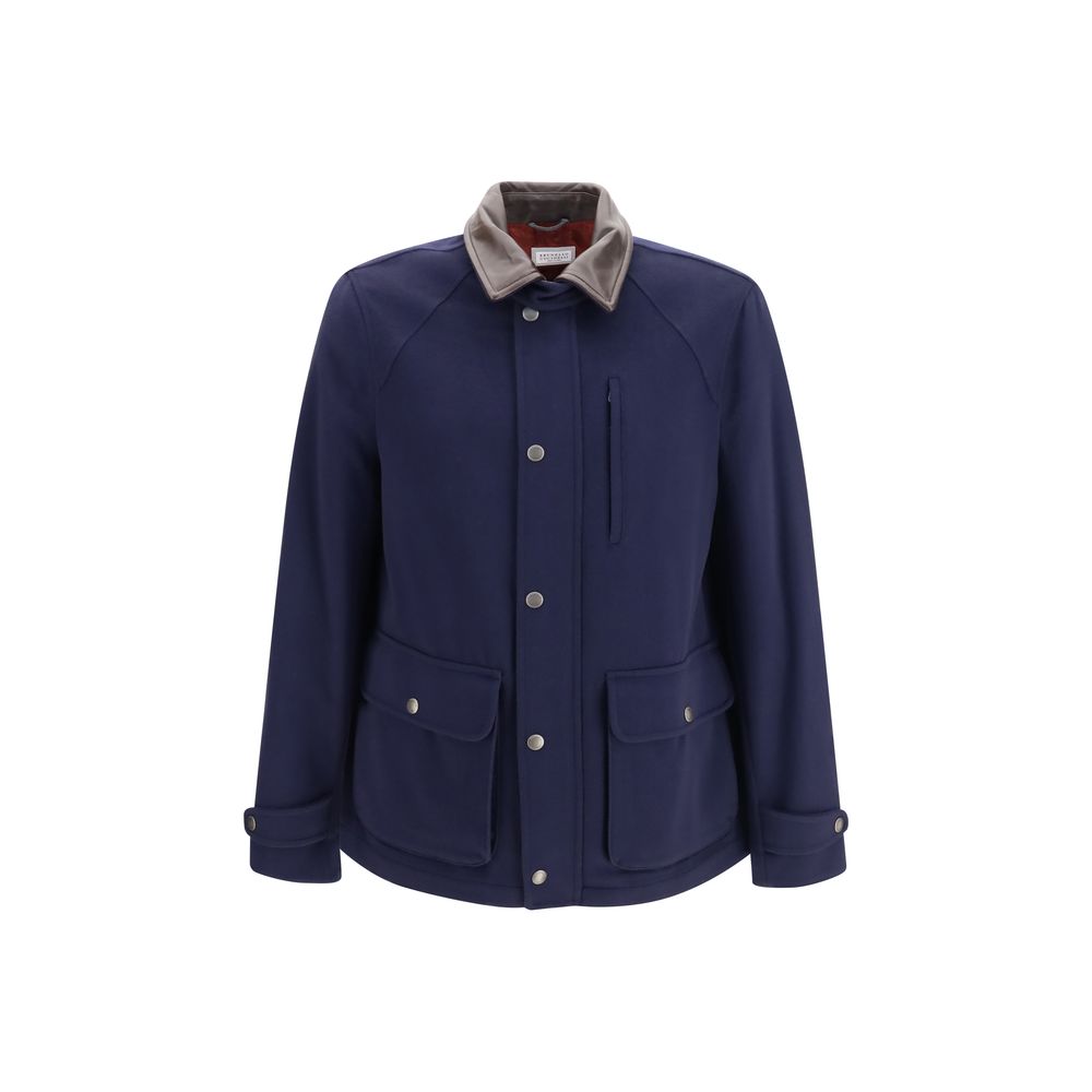 Brunello Cucinelli Blue Wool Oves Aries Full-Length Jacket Brunello Cucinelli