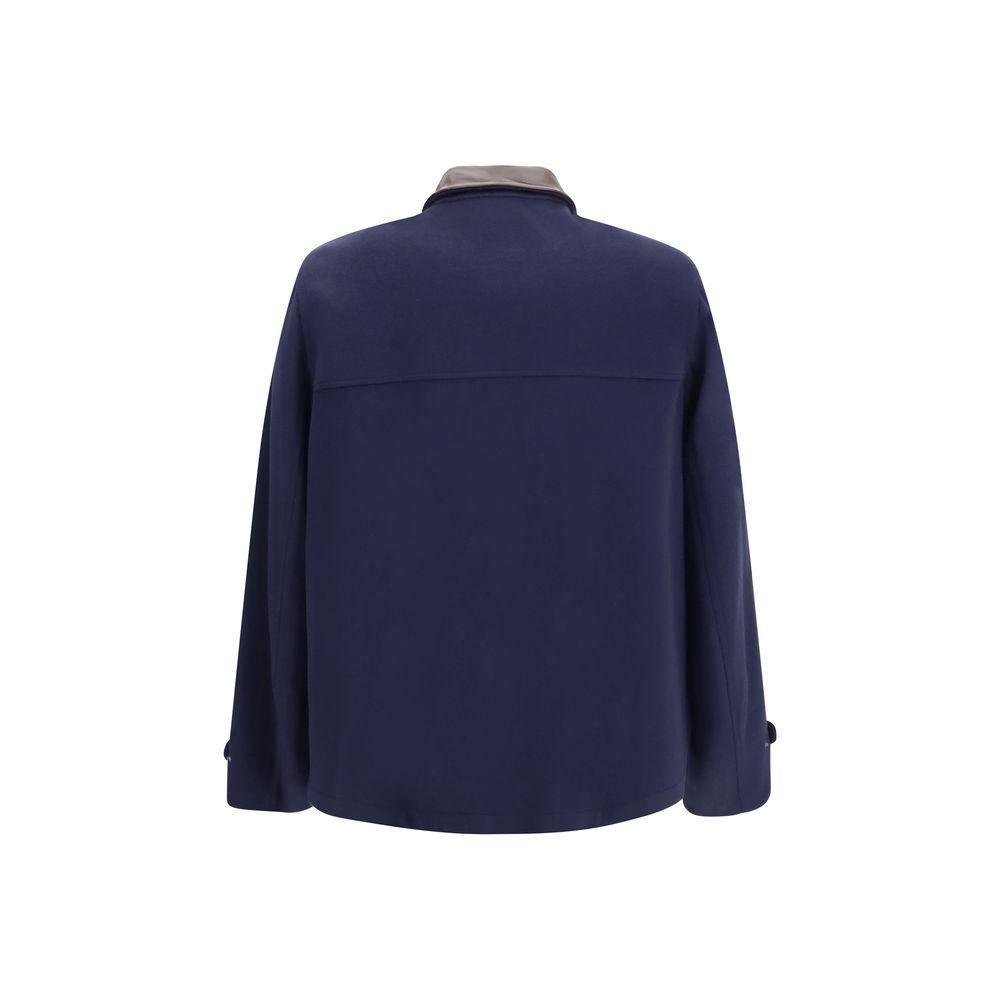 Brunello Cucinelli Blue Wool Oves Aries Full-Length Jacket Brunello Cucinelli