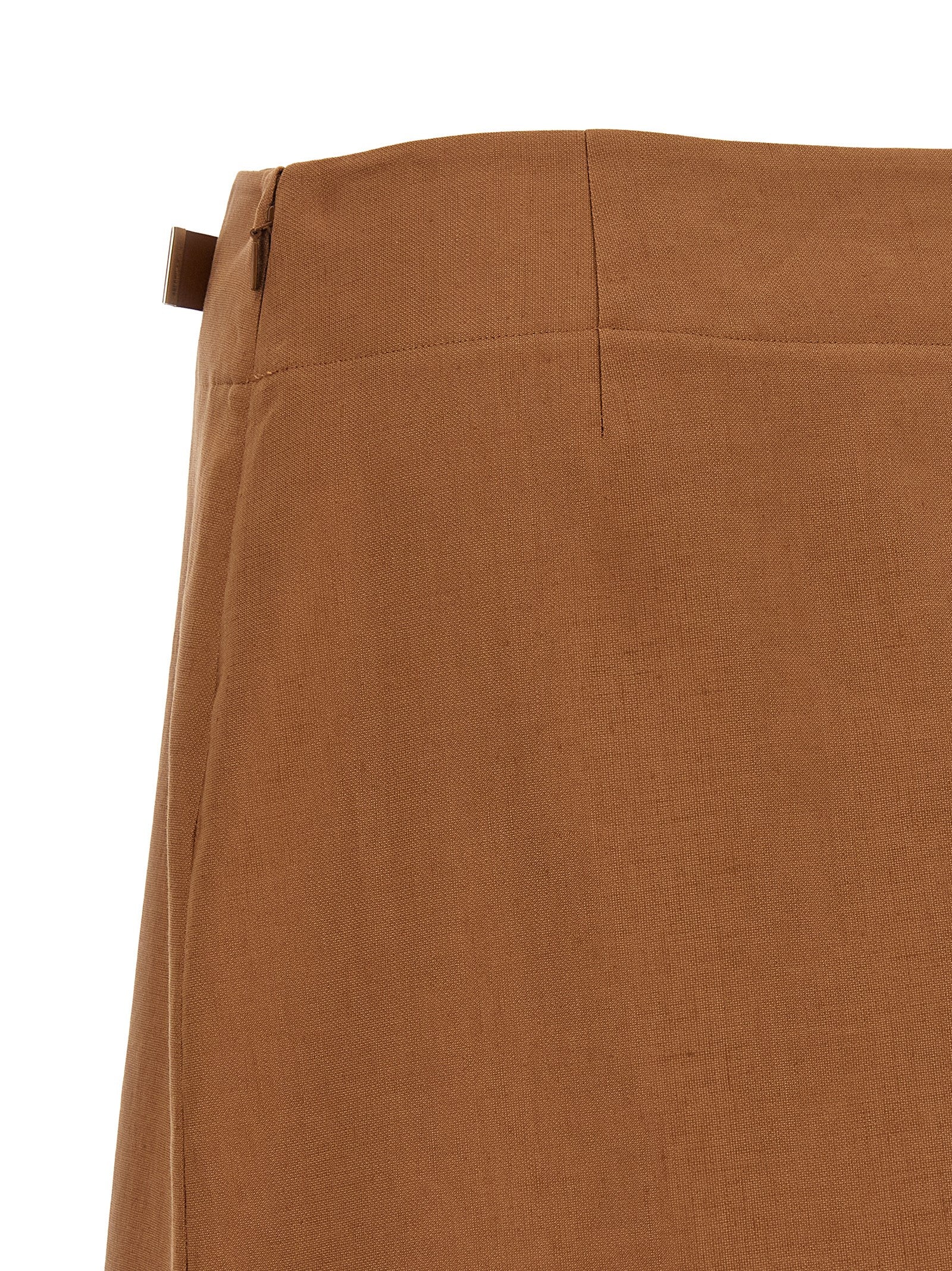Fendi Brown Linen Midi Skirt Fendi