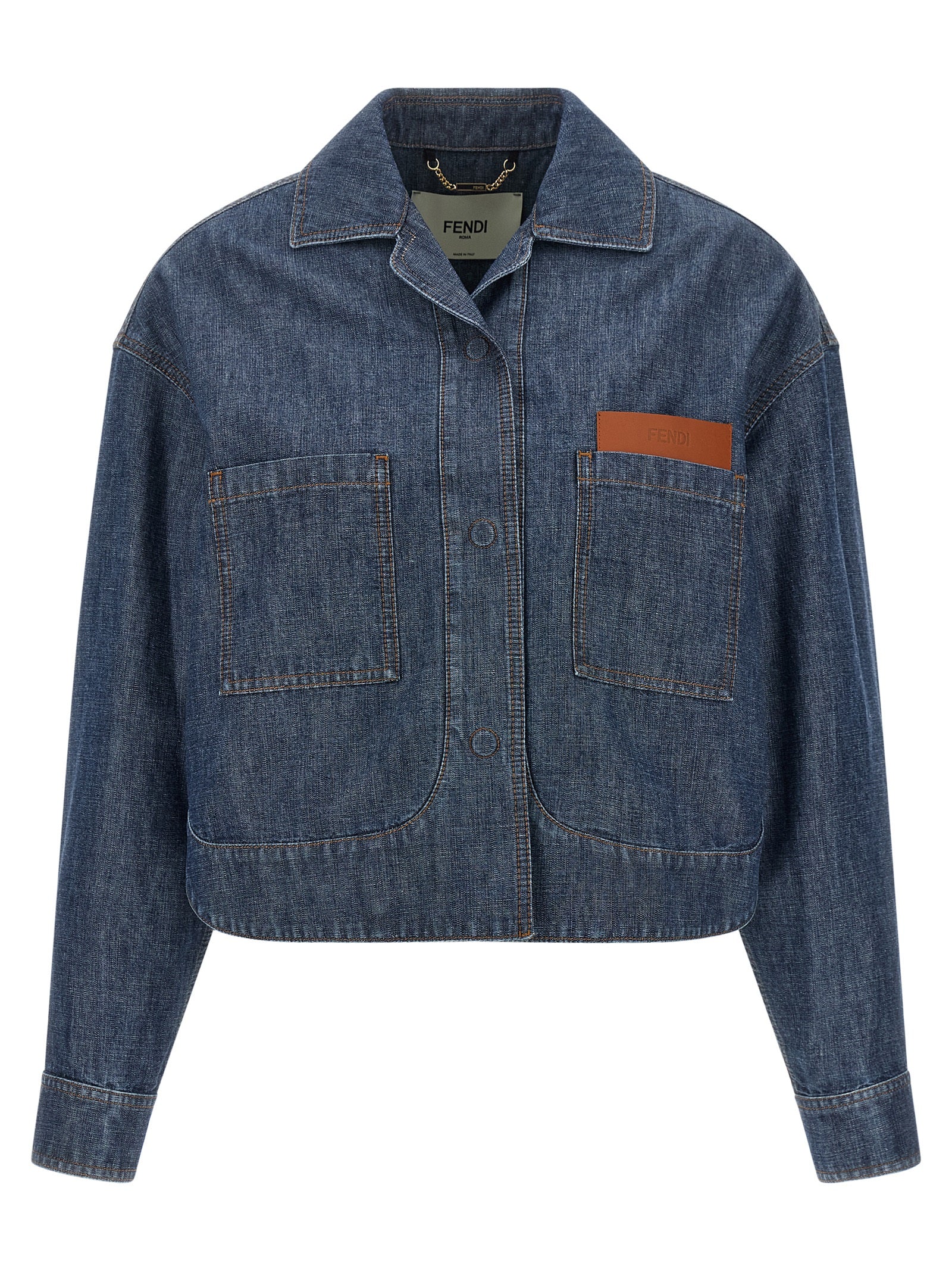 Fendi Blue Cotton Denim Jacket Fendi
