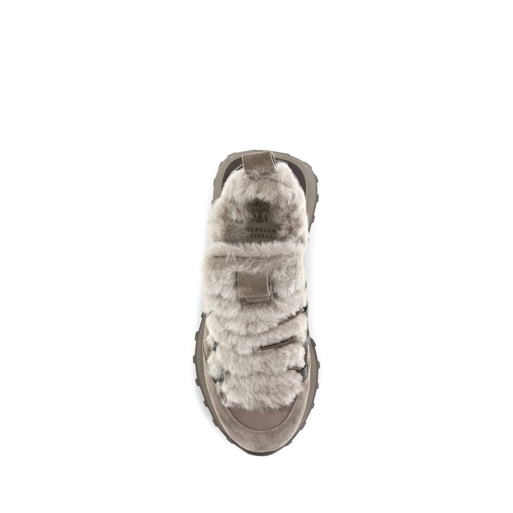 Brunello Cucinelli Gray Suede Leather Athletic Sneakers Brunello Cucinelli