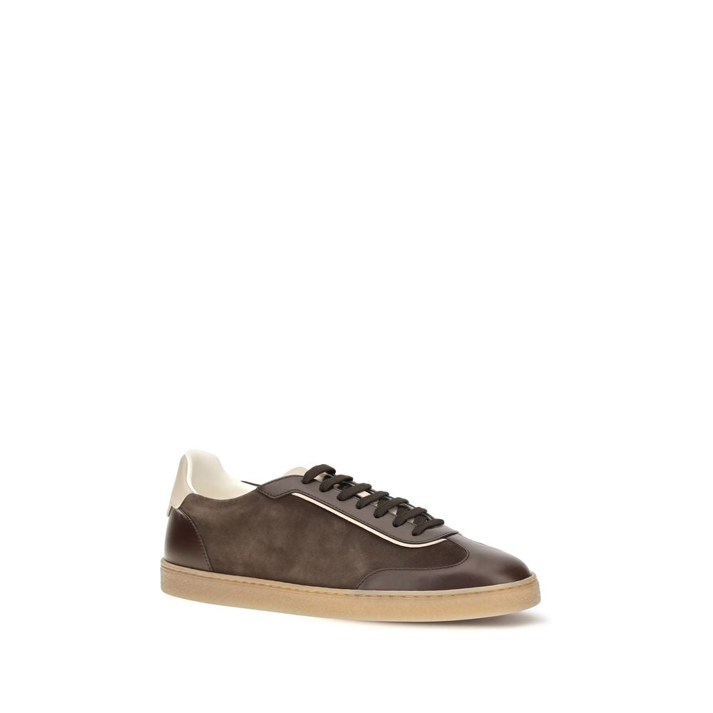 Brunello Cucinelli Brown Calf Leather Bos Taurus Low Top Sneakers Brunello Cucinelli