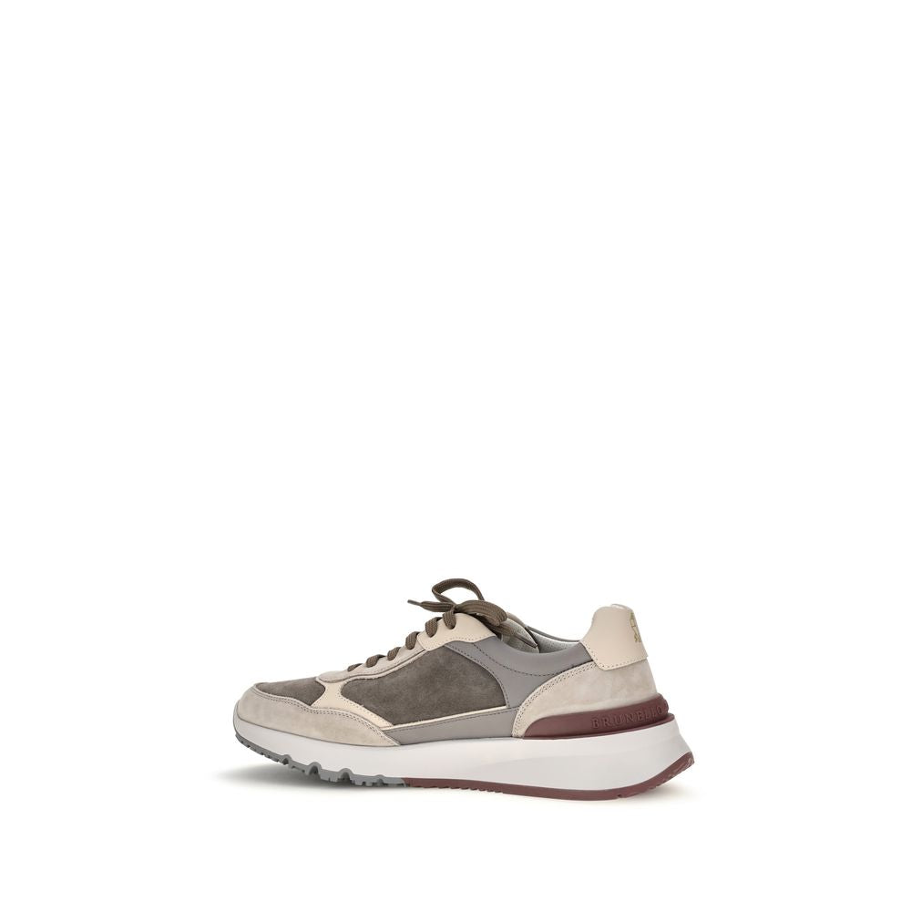 Brunello Cucinelli Gray Calf Leather Bos Taurus Chunky Sneakers Brunello Cucinelli