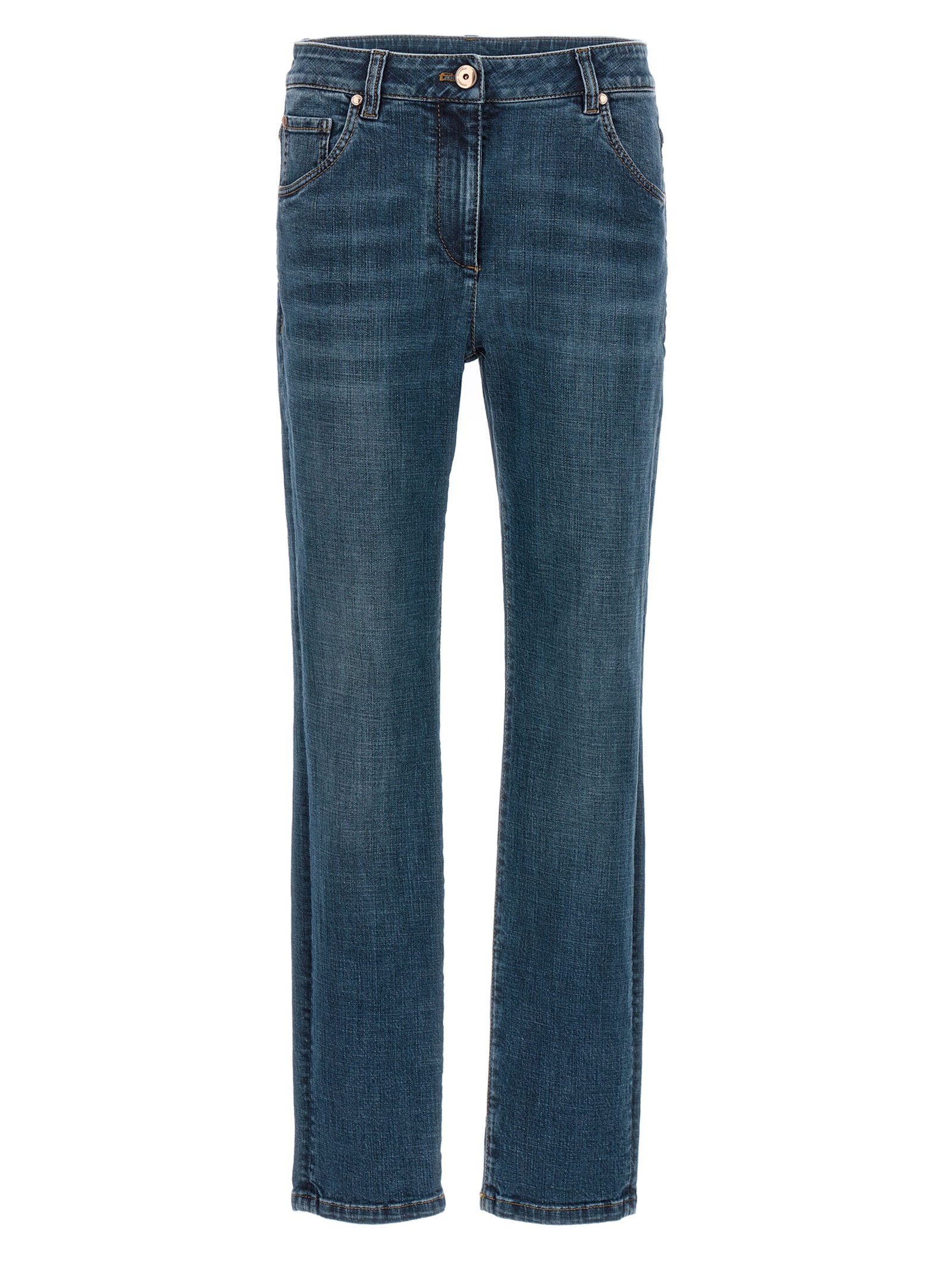 Brunello Cucinelli Blue Cotton Straight-Leg Jeans Brunello Cucinelli