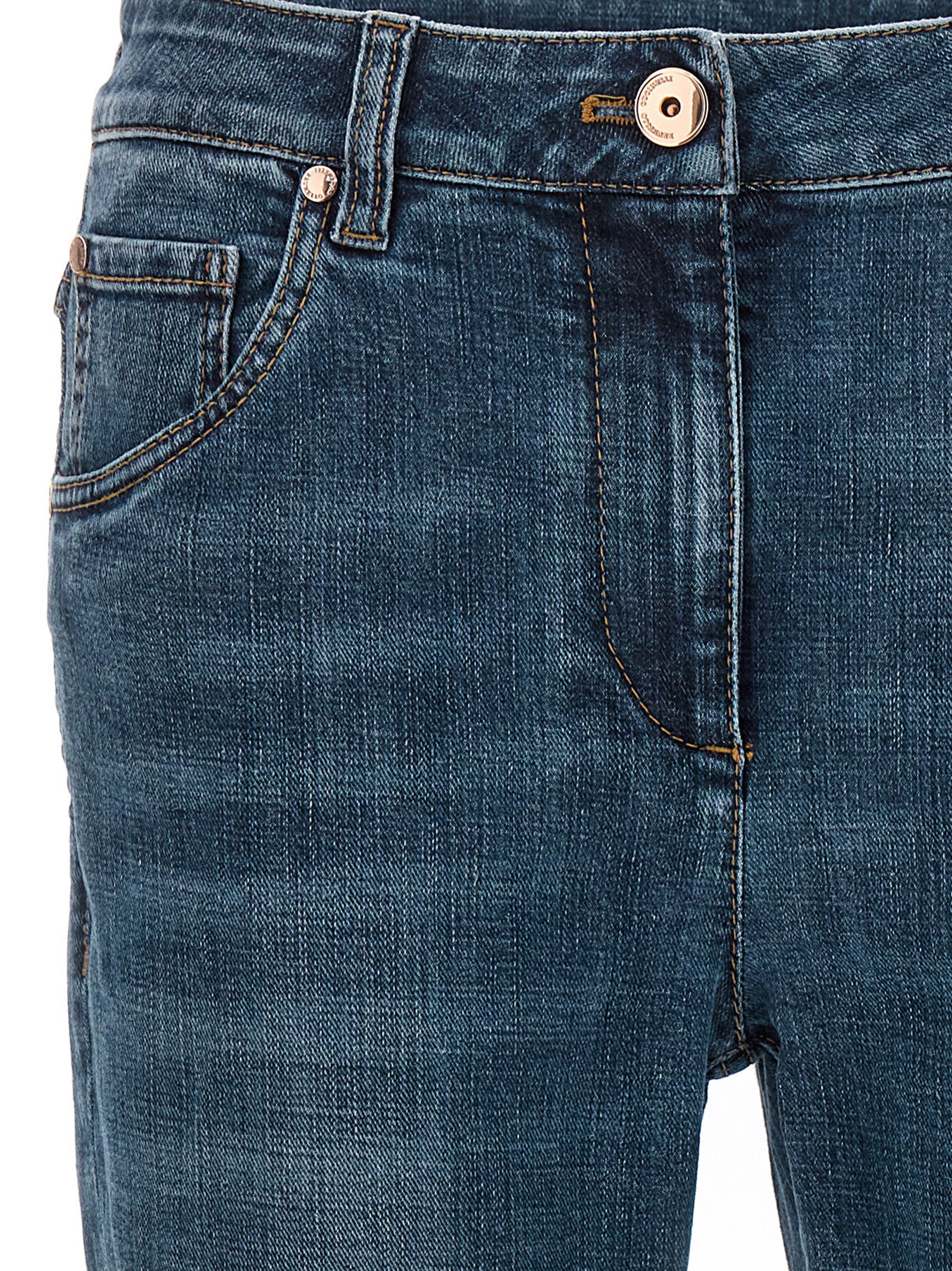 Brunello Cucinelli Blue Cotton Straight-Leg Jeans Brunello Cucinelli