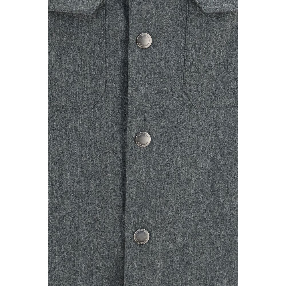 Brunello Cucinelli Gray Wool Oves Aries Dress Shirt Brunello Cucinelli