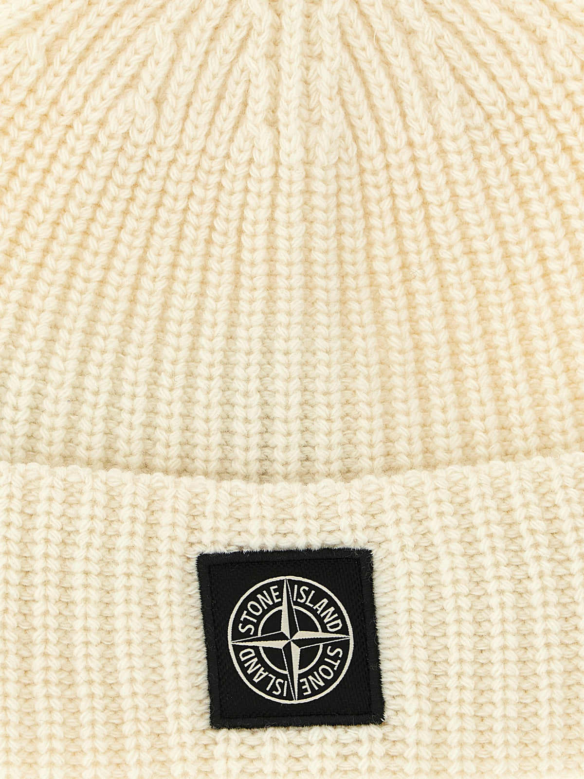 Stone Island White Virgin Wool Beanie Stone Island