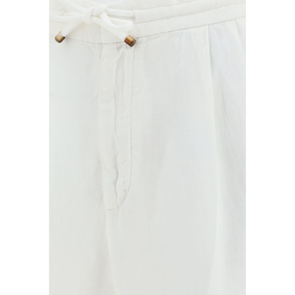 Brunello Cucinelli White Linen Casual Pants Brunello Cucinelli