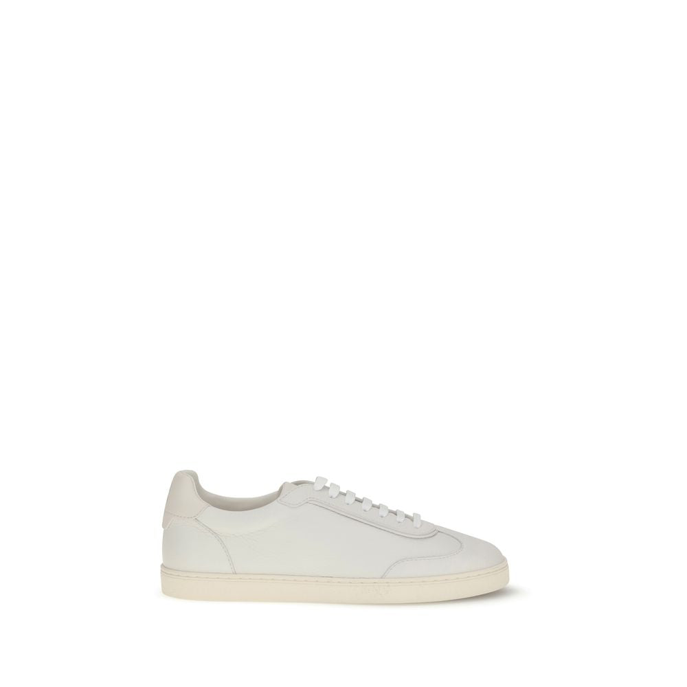 Brunello Cucinelli White Calf Leather Bos Taurus Low Top Sneakers Brunello Cucinelli