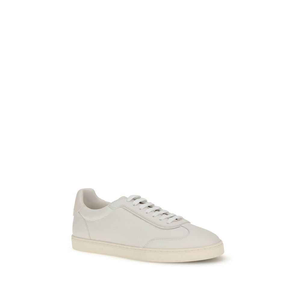 Brunello Cucinelli White Calf Leather Bos Taurus Low Top Sneakers Brunello Cucinelli