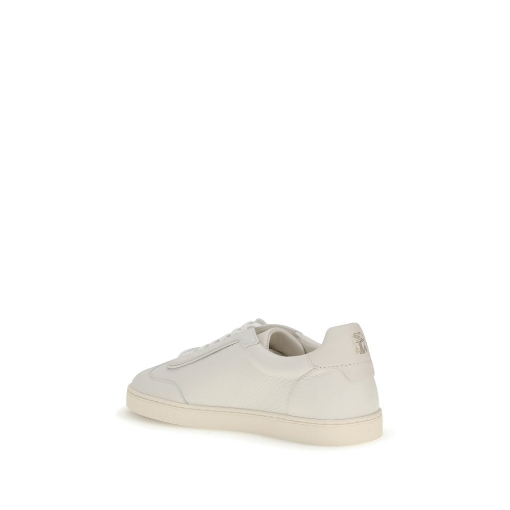 Brunello Cucinelli White Calf Leather Bos Taurus Low Top Sneakers Brunello Cucinelli