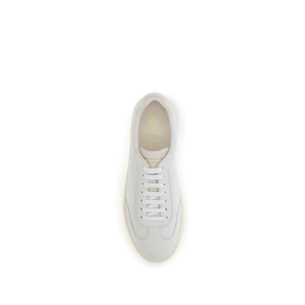 Brunello Cucinelli White Calf Leather Bos Taurus Low Top Sneakers Brunello Cucinelli