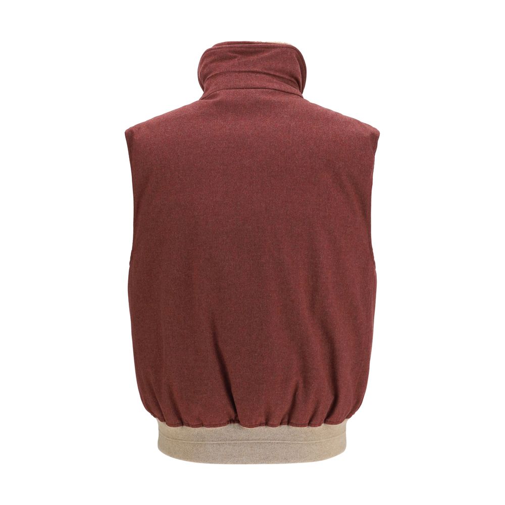 Brunello Cucinelli Bordeaux Wool Oves Aries Sleeveless Jacket Brunello Cucinelli