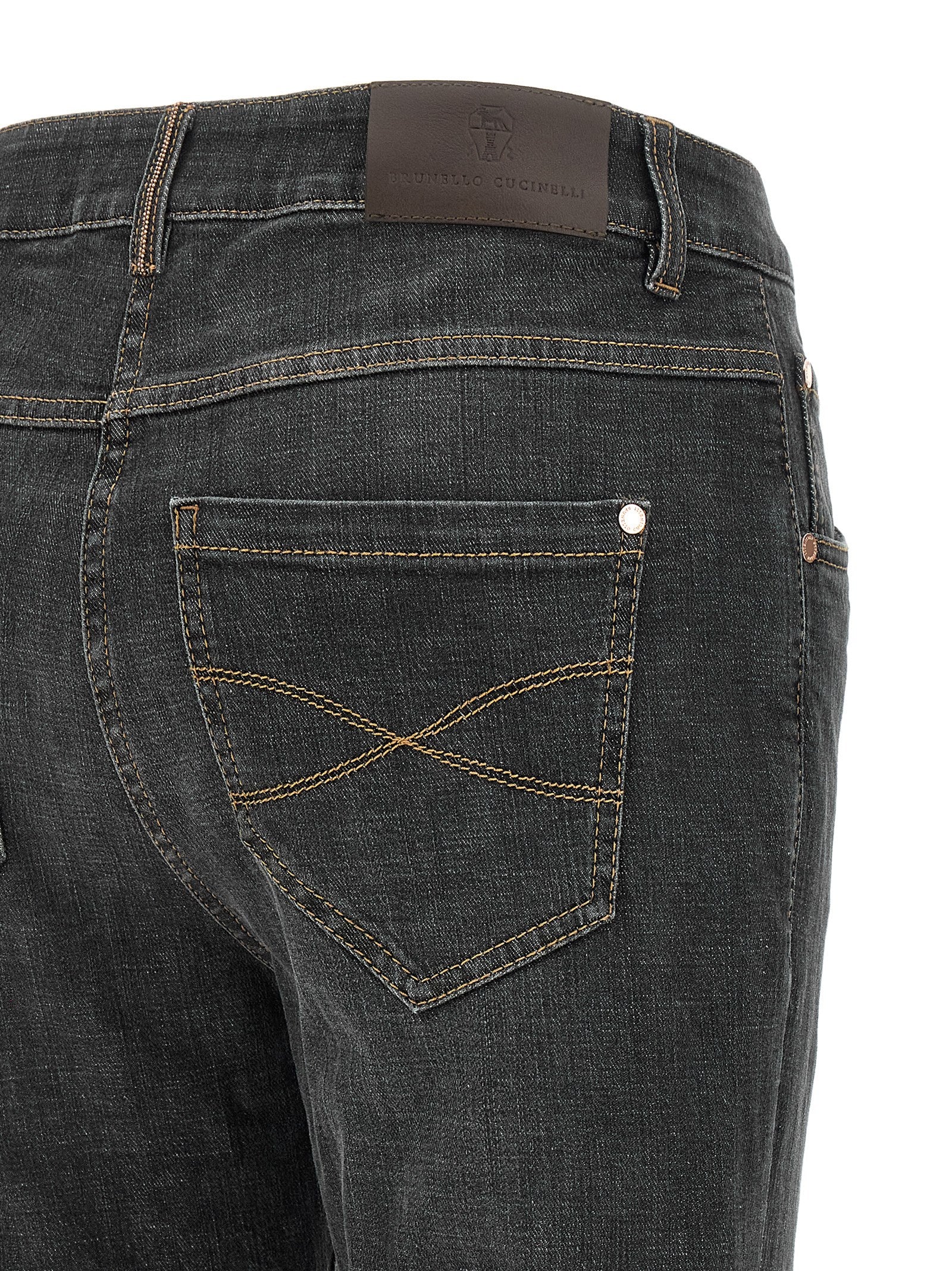 Brunello Cucinelli Gray Cotton Slim Fit Jeans Brunello Cucinelli