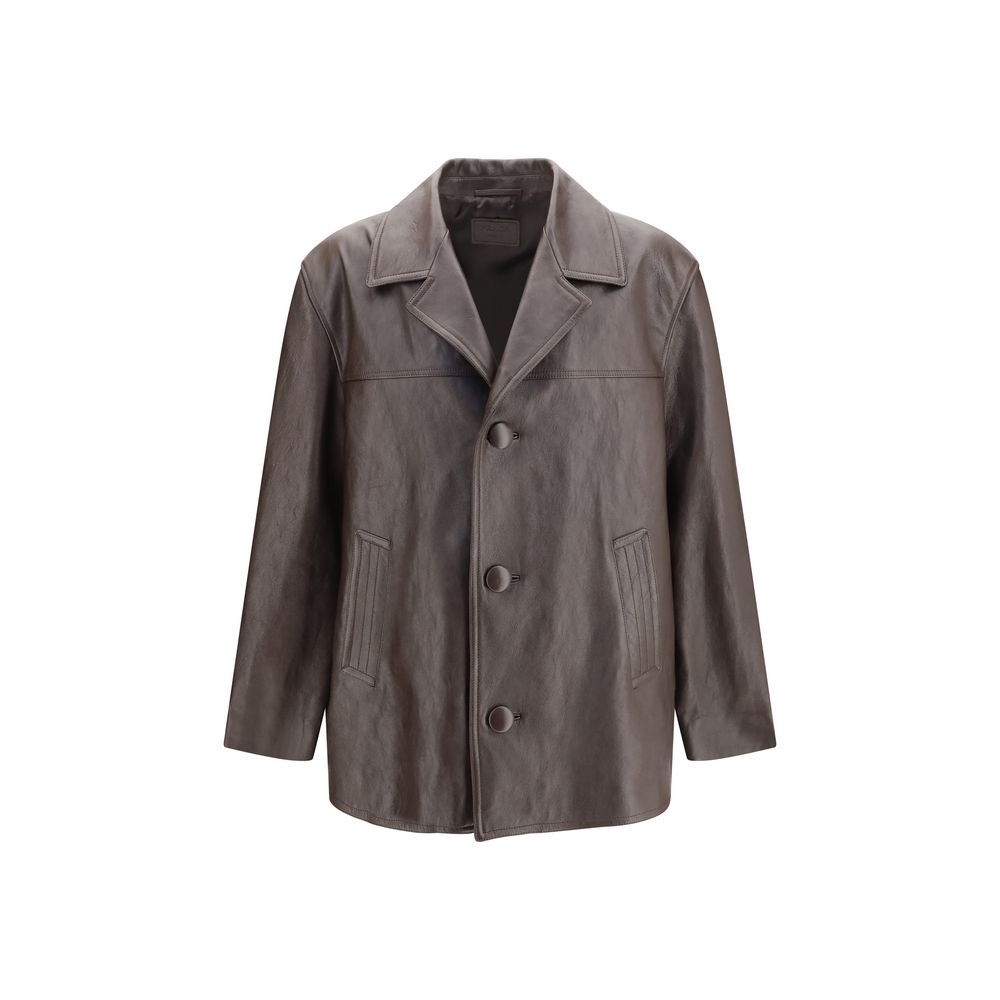 Saint Laurent Black Wool Oves Aries Leather Jacket Saint Laurent