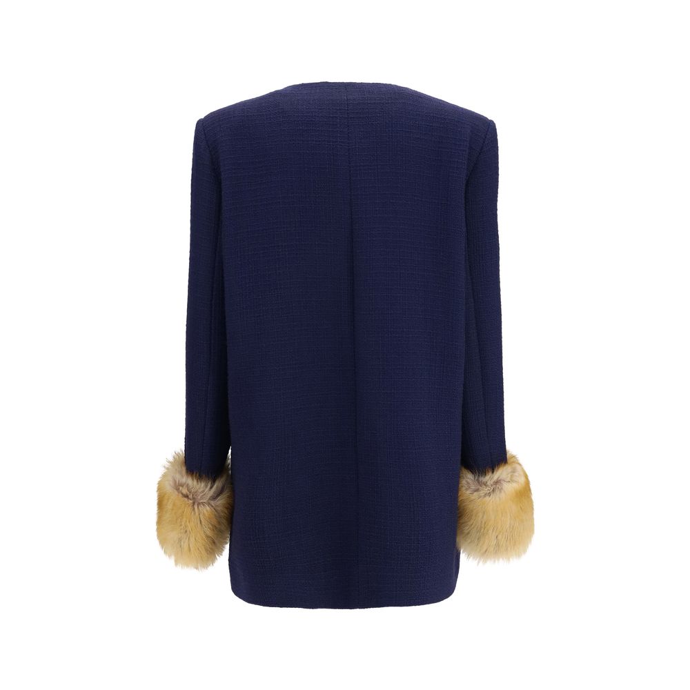 Valentino Garavani Blue Wool Oves Aries Coat Valentino Garavani