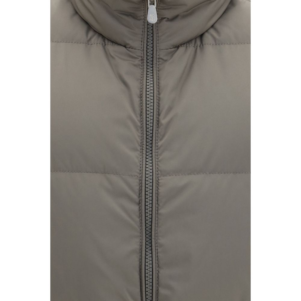 Brunello Cucinelli Gray Polyester Sleeveless Jacket Brunello Cucinelli