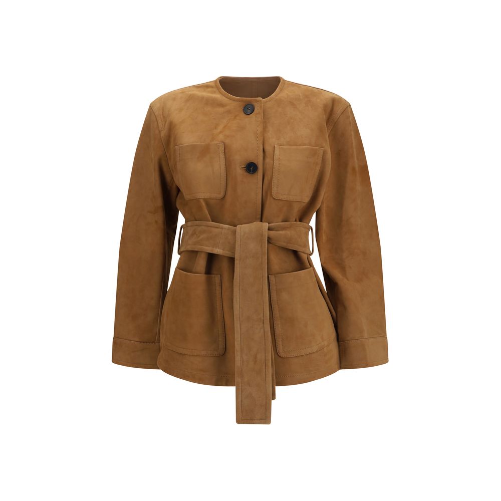 Max Mara Brown Lamb Leather Leather Jacket Max Mara