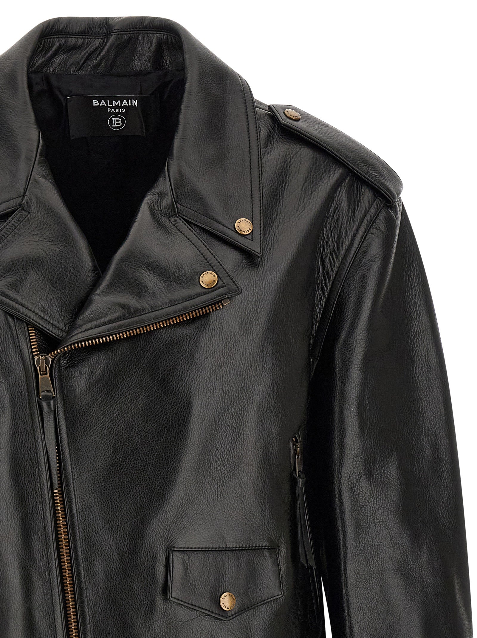 Balmain Black Calfskin Leather Jacket Balmain