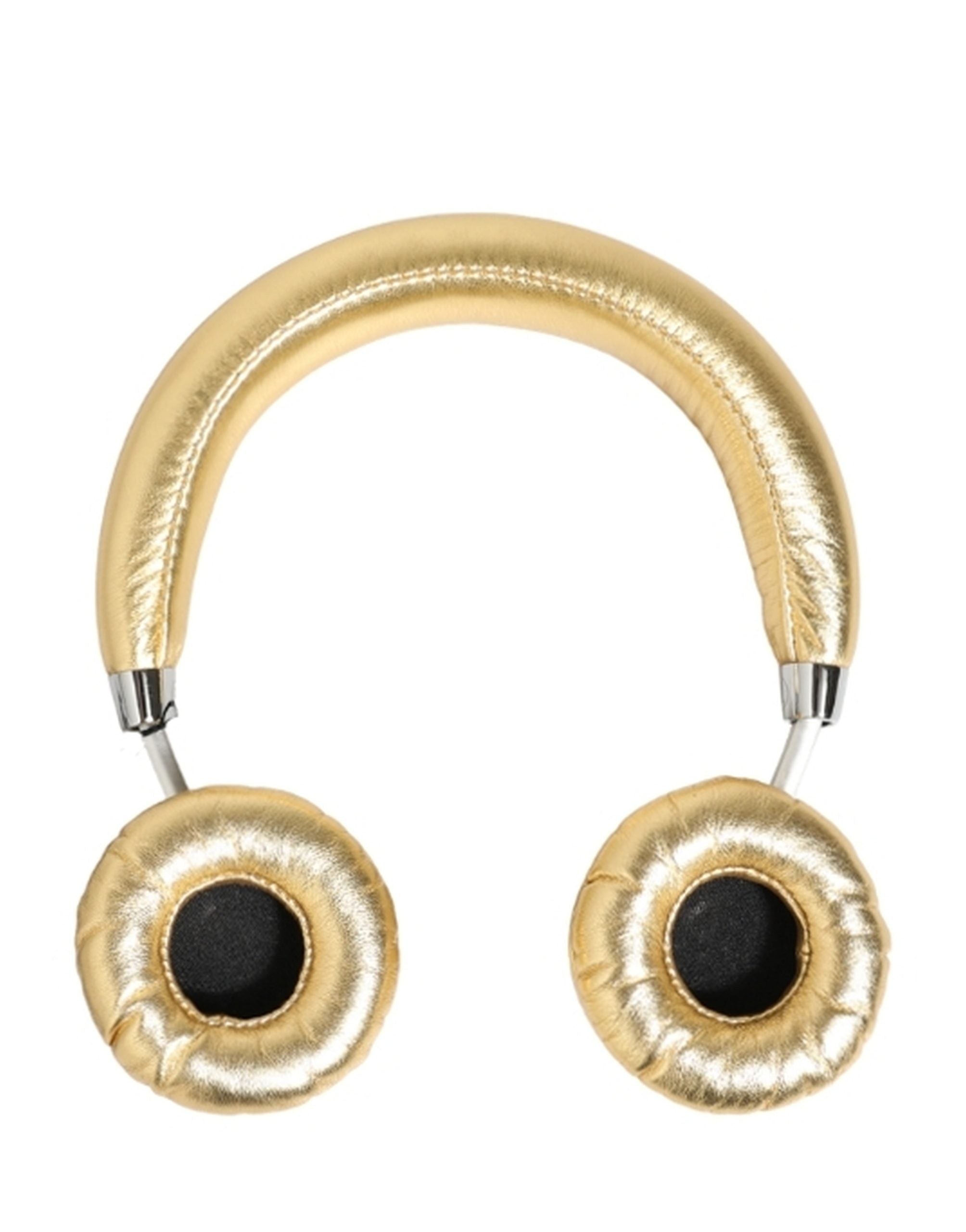 Dolce & Gabbana Women Gold Leather Wireless On-Ear Headset Headphones Dolce & Gabbana