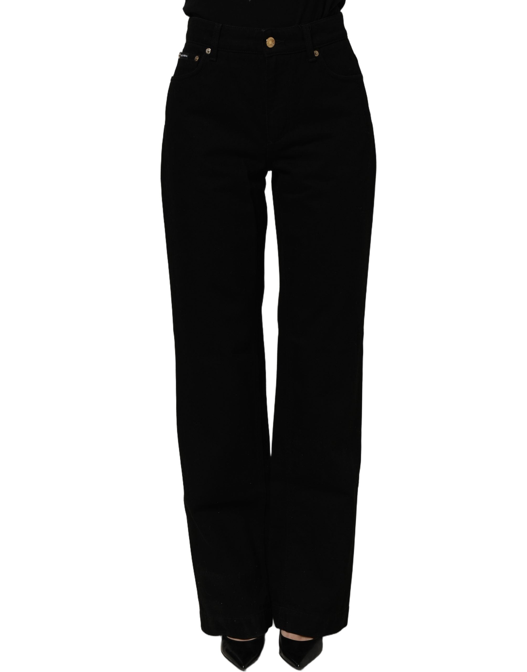 Dolce & Gabbana Black Cotton Stretch Straight Denim Jeans Dolce & Gabbana