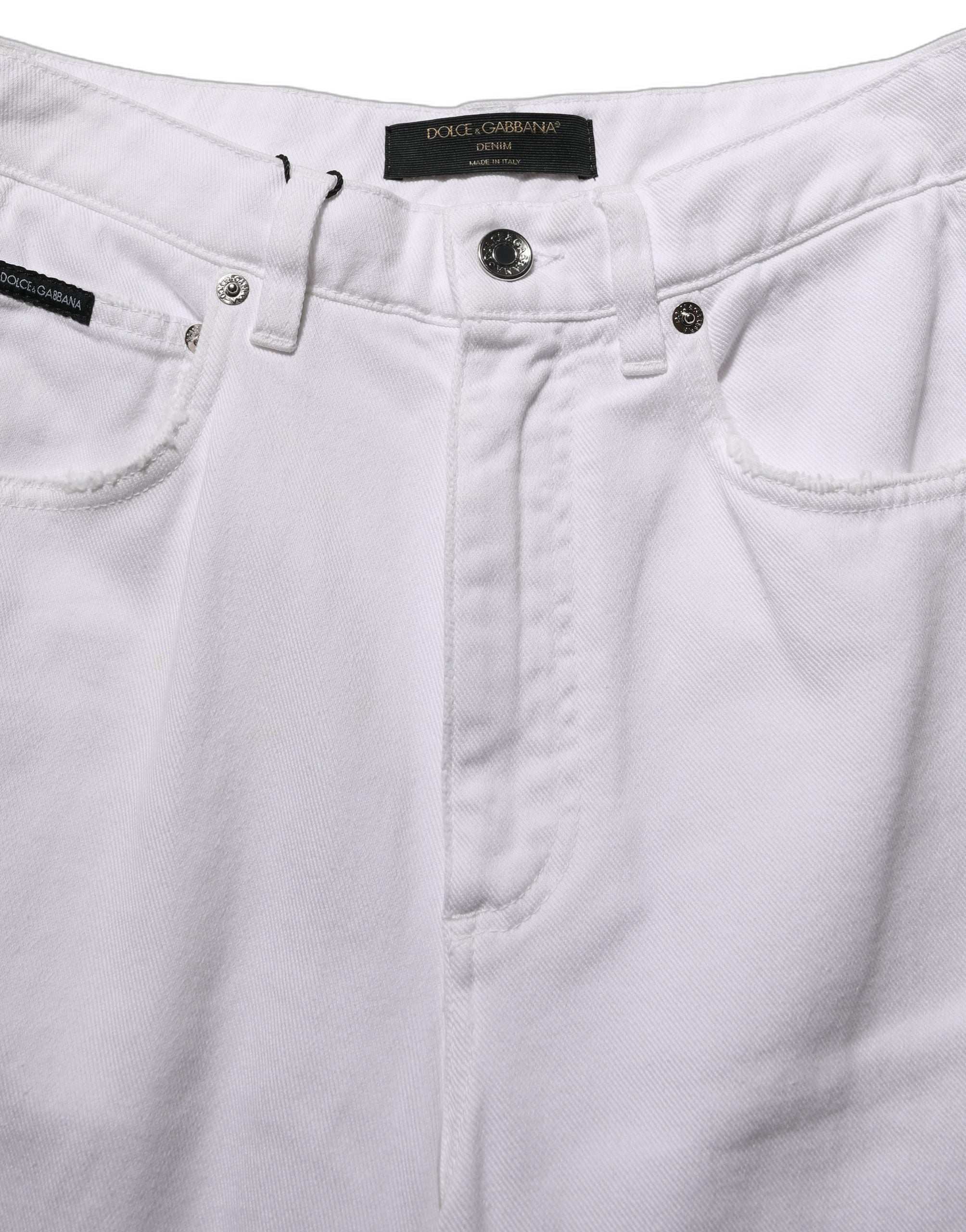 Dolce & Gabbana White Cotton Stretch Wide Leg Denim Jeans Dolce & Gabbana