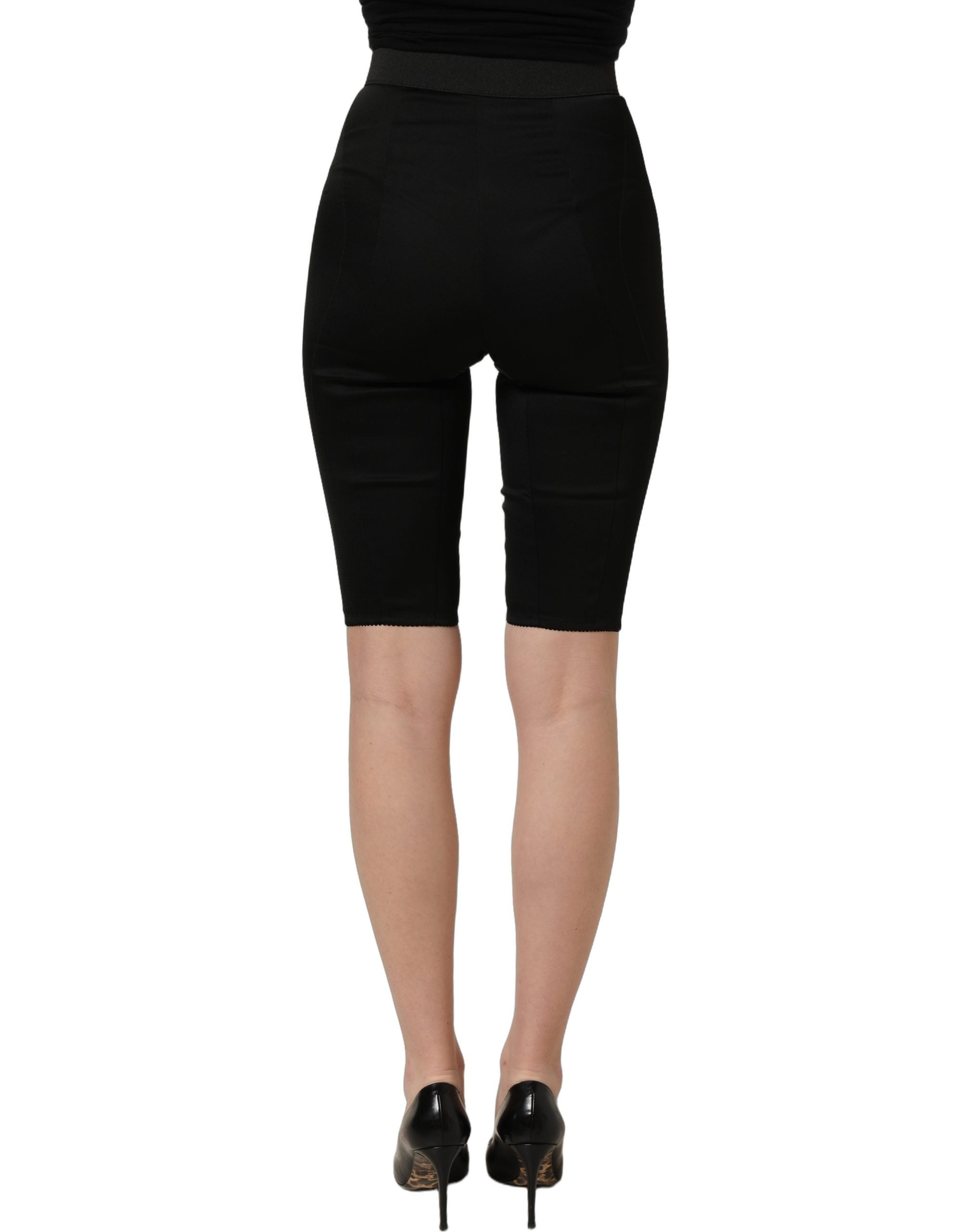 Dolce & Gabbana Black Nylon HighWaist Elastic Waistband Shorts Dolce & Gabbana