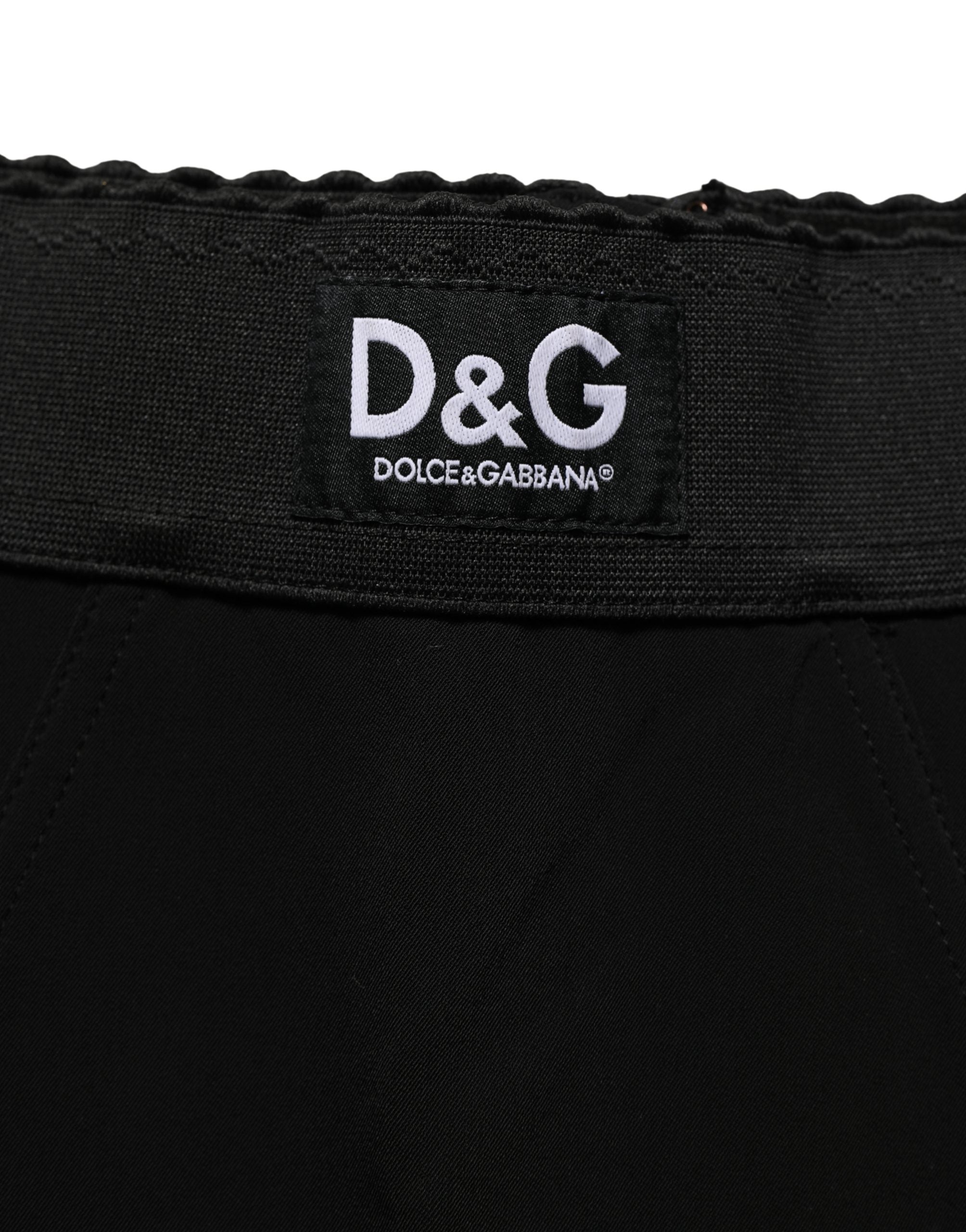 Dolce & Gabbana Black Viscose High Waist Capri Trouser Pants Dolce & Gabbana