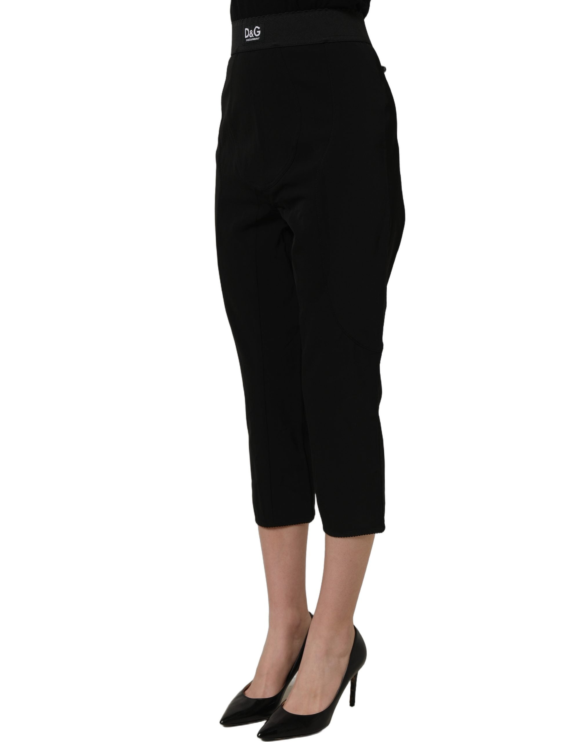Dolce & Gabbana Black Viscose High Waist Capri Trouser Pants Dolce & Gabbana
