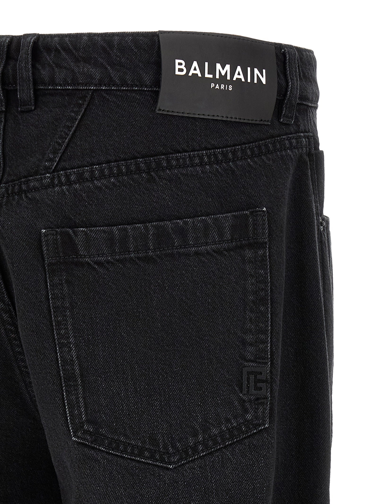 Balmain Black Cotton Straight-Leg Jeans Balmain
