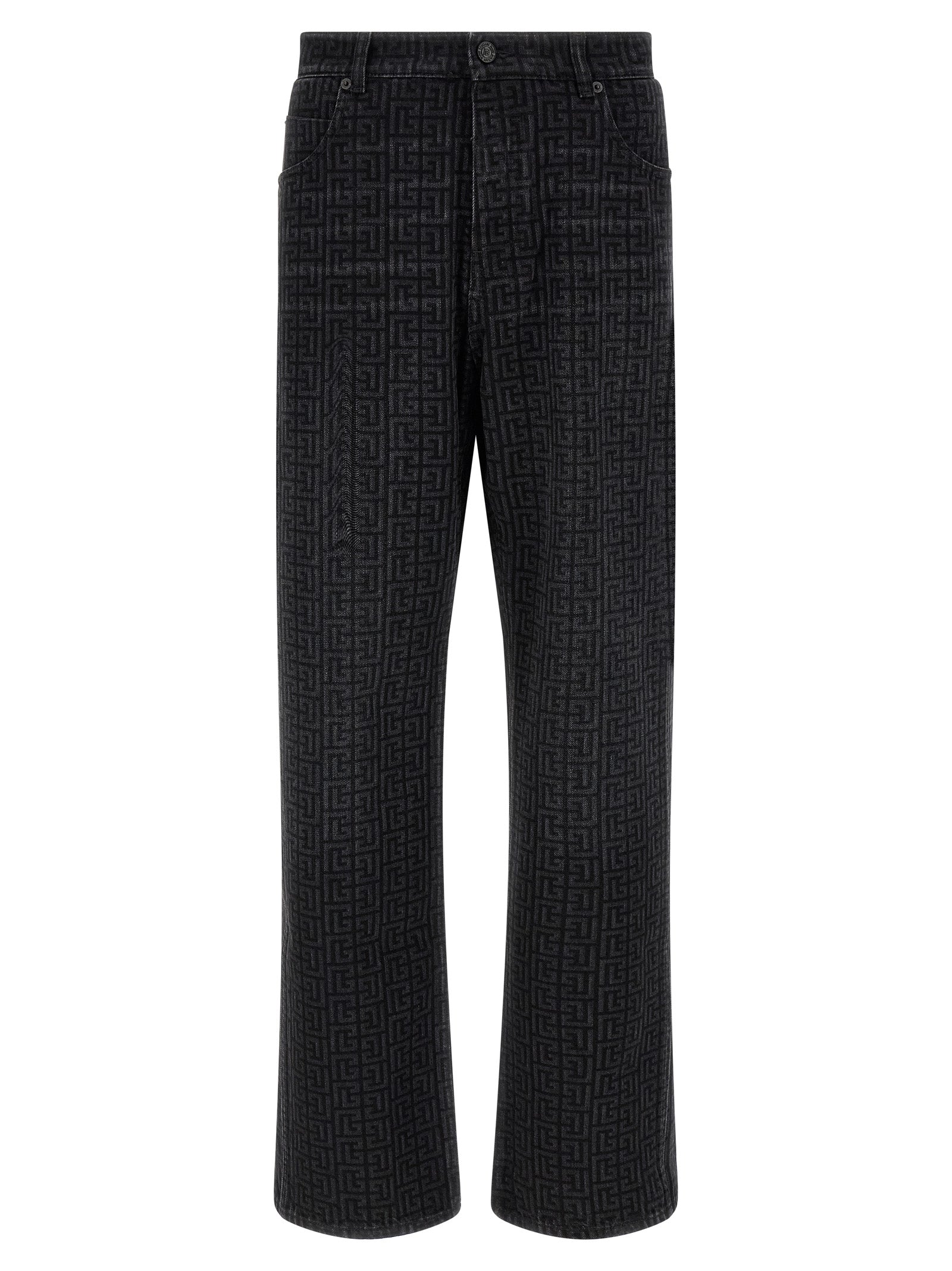 Balmain Black Cotton Straight-Leg Jeans Balmain