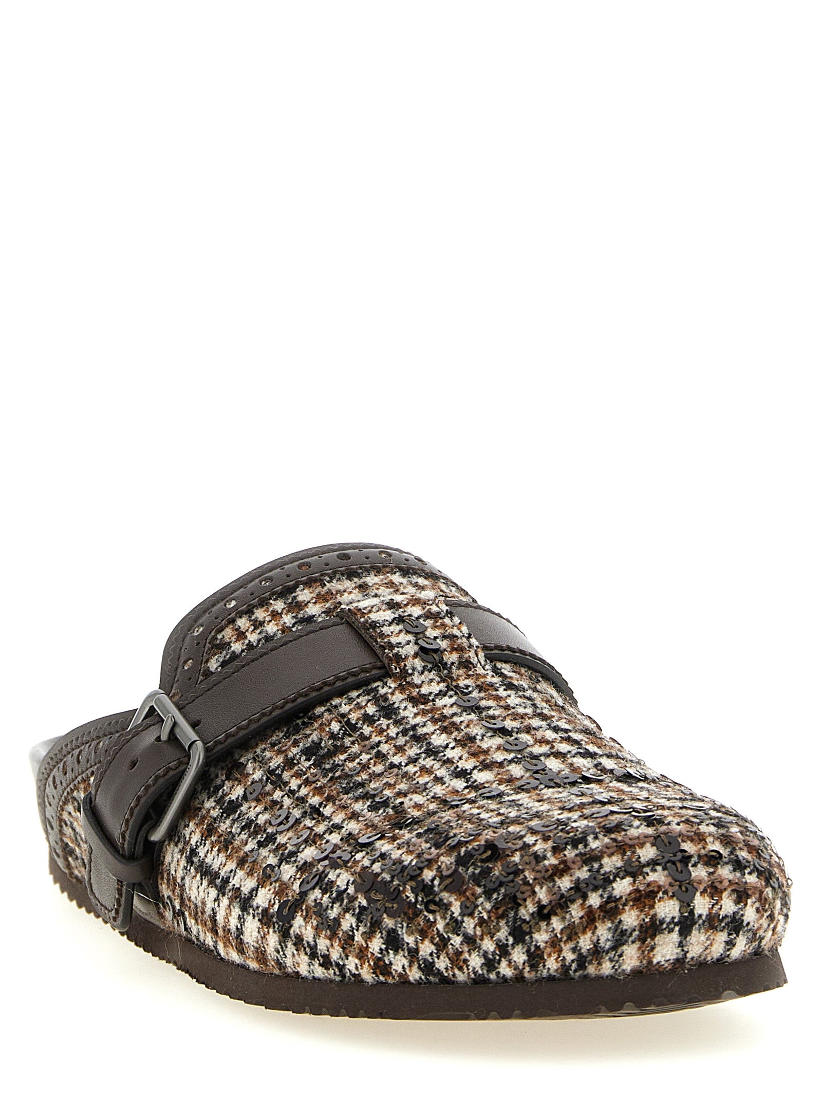 Brunello Cucinelli Brown Alpaca Leather Clogs Brunello Cucinelli