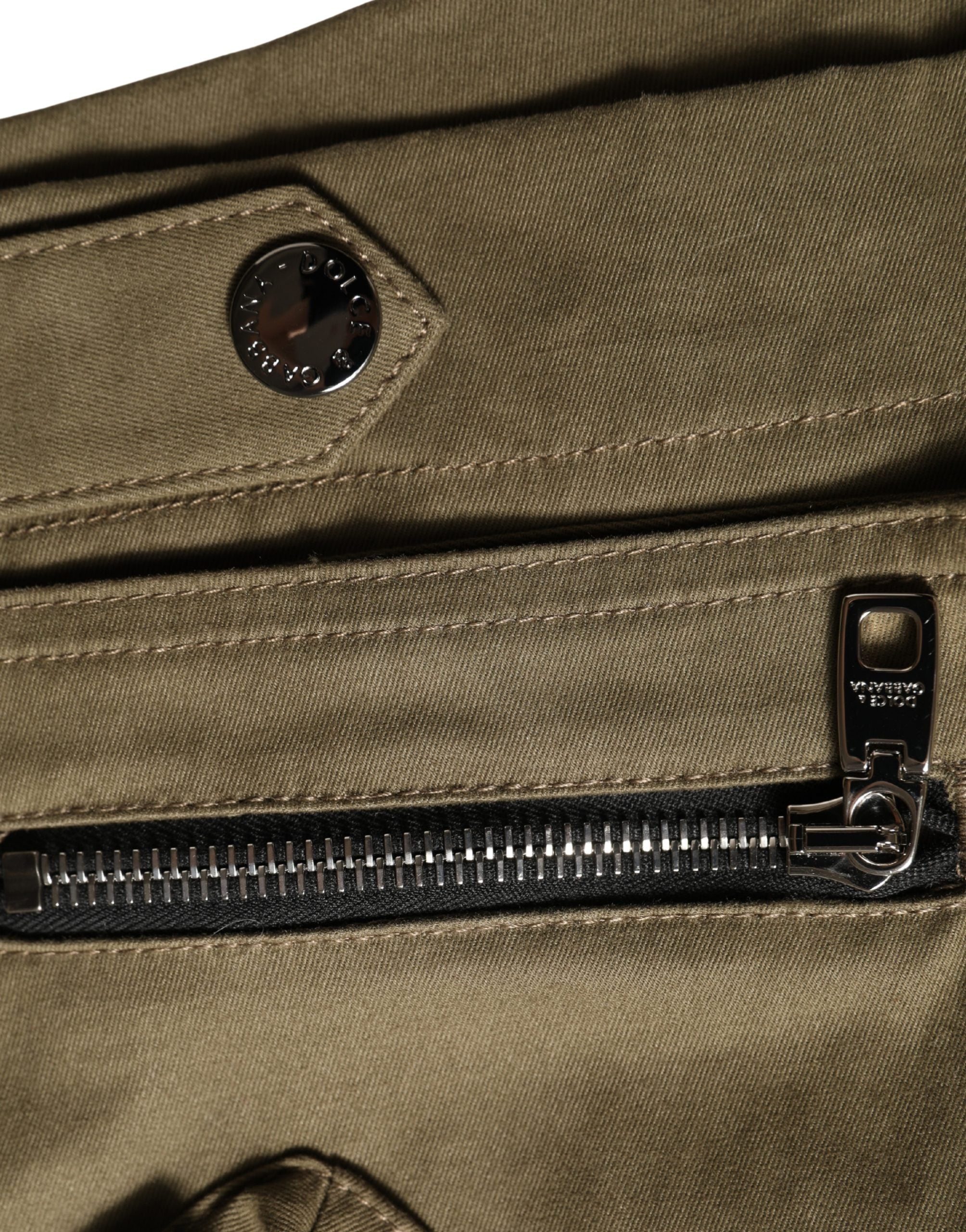 Dolce & Gabbana Green Cotton Mid Rise Cargo Hot Pants Shorts Dolce & Gabbana