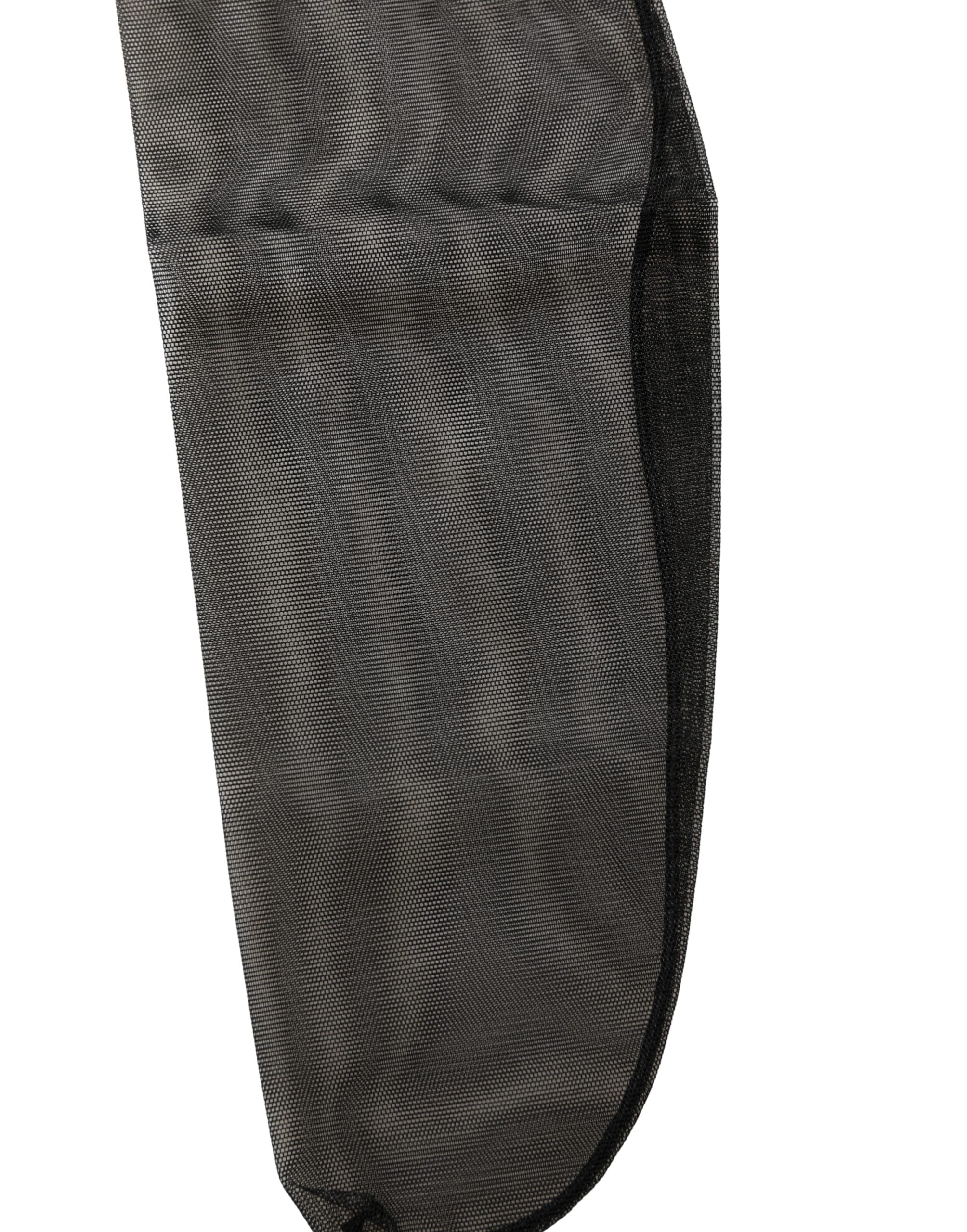 Dolce & Gabbana Black Nylon Mesh Sheer Calf Long Accessory Socks Dolce & Gabbana
