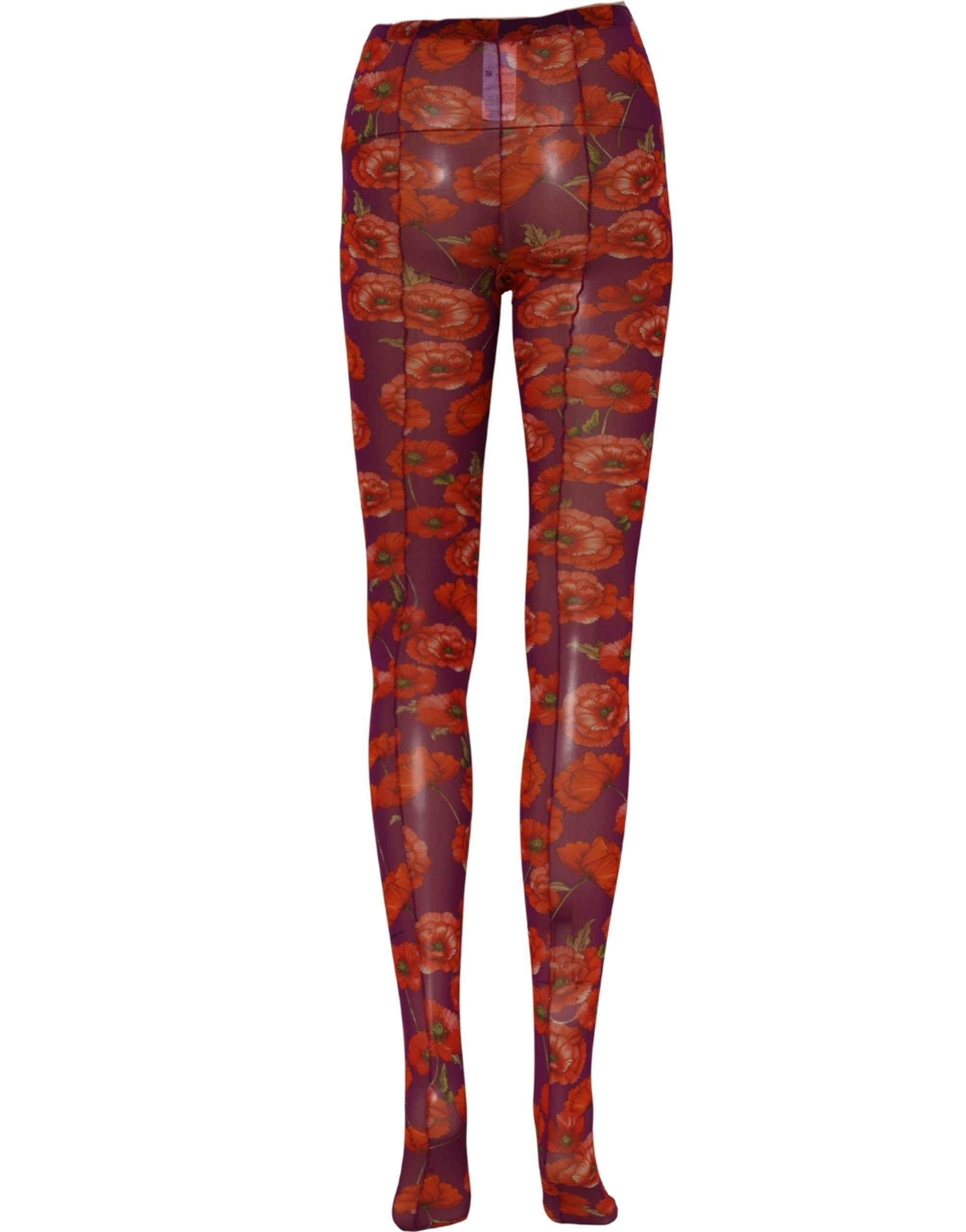 Dolce & Gabbana Purple Nylon Floral Print Tights Stockings Socks Dolce & Gabbana