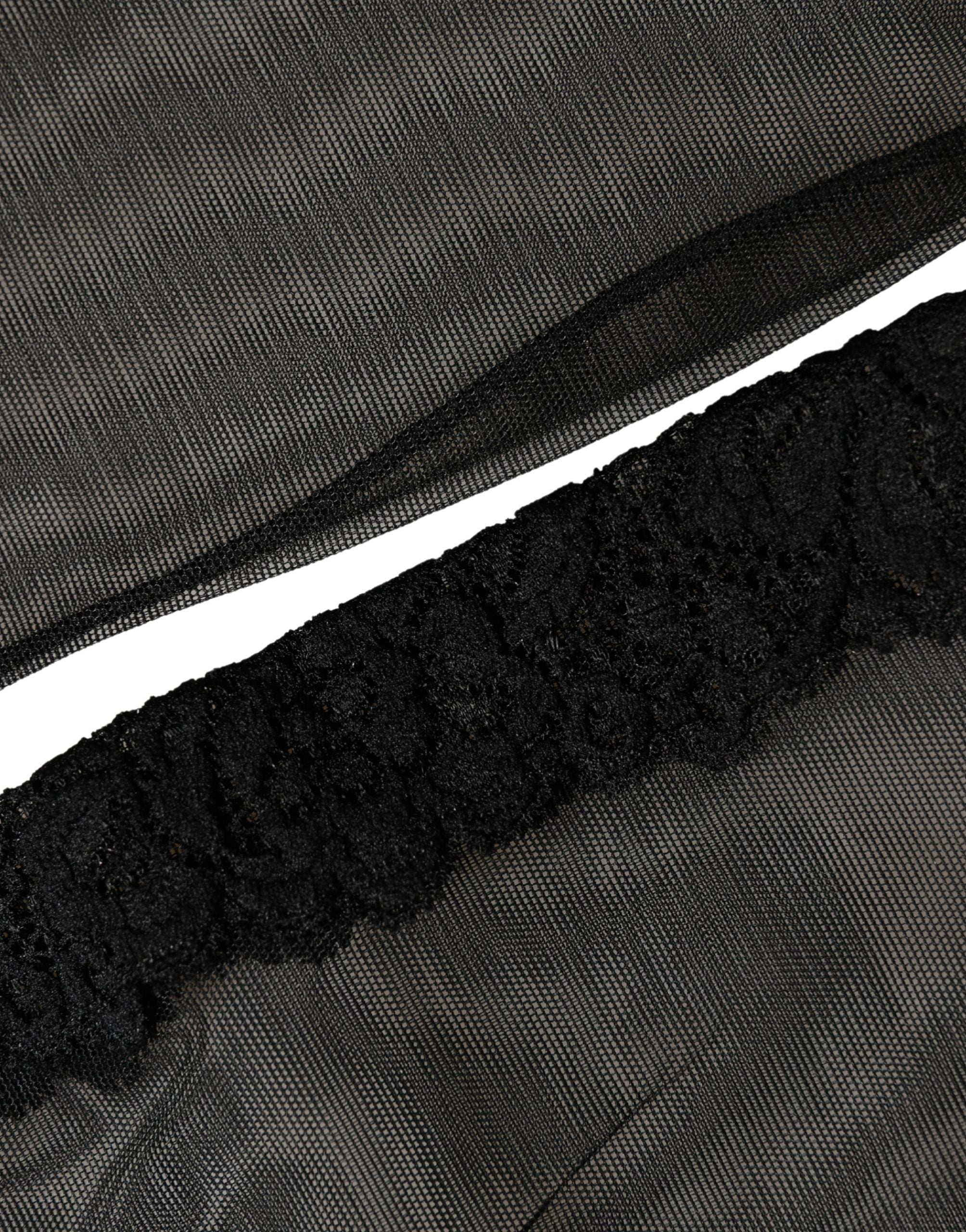 Dolce & Gabbana Black Nylon Mesh Sheer Calf Long Accessory Socks Dolce & Gabbana