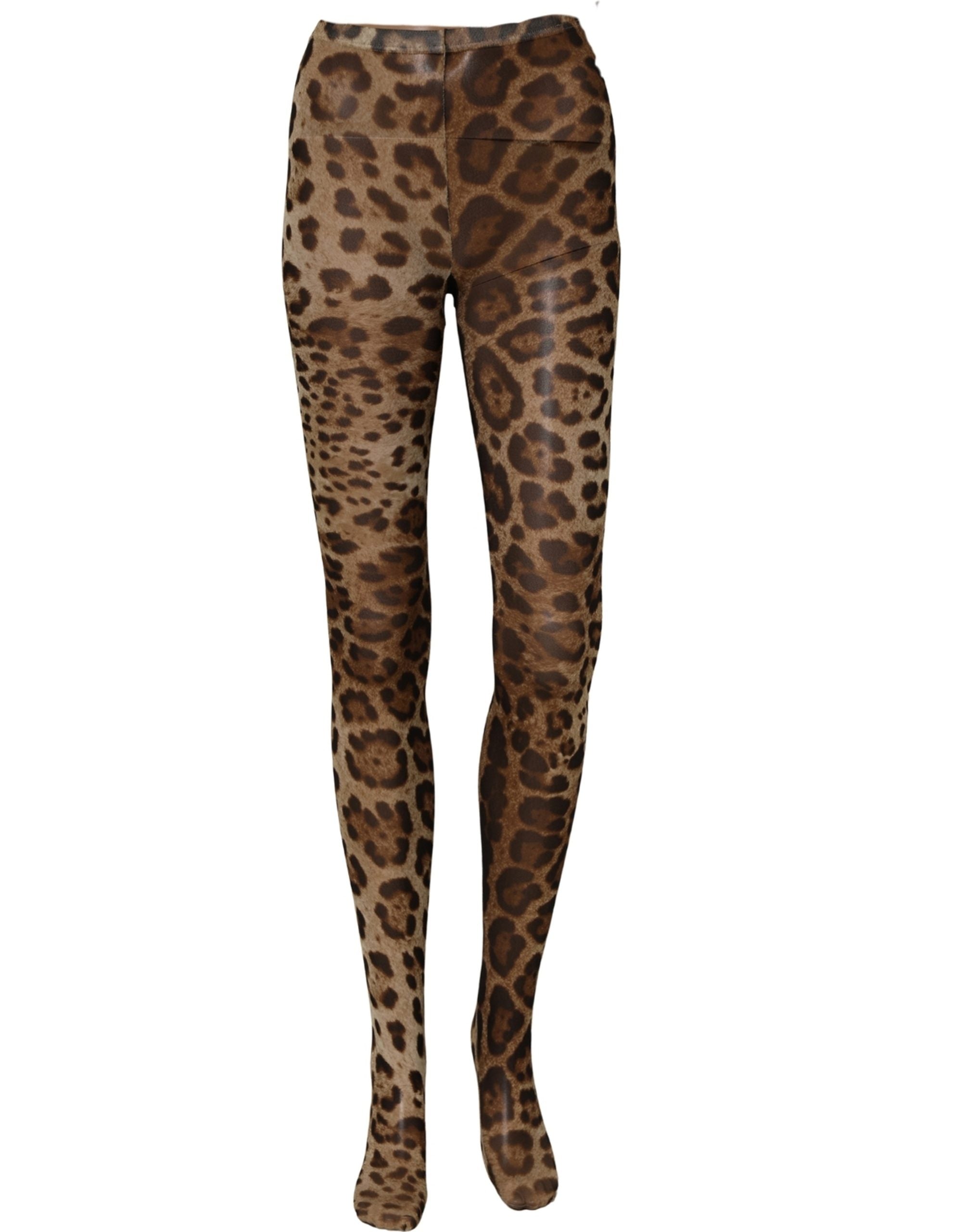 Dolce & Gabbana Brown Leopard Nylon Tights Stocking Pantyhose Socks Dolce & Gabbana