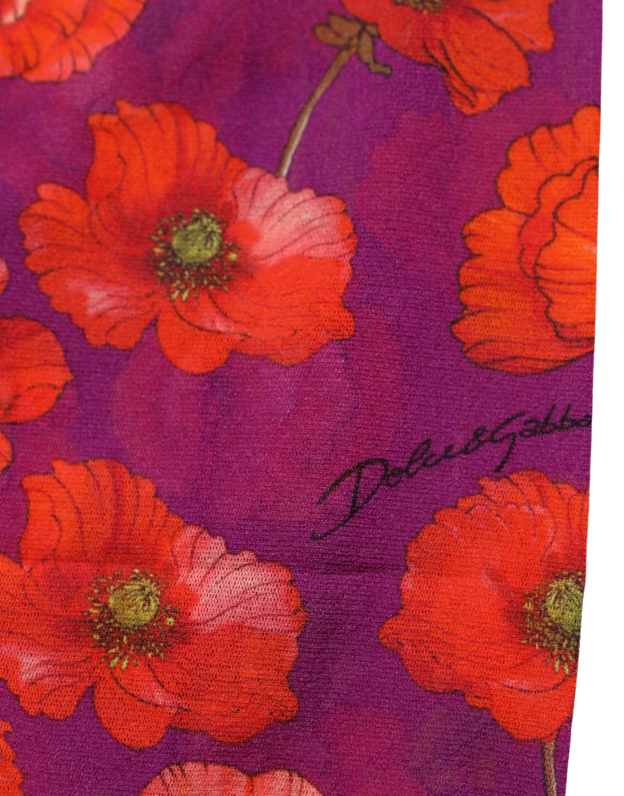 Dolce & Gabbana Purple Nylon Floral Print Tights Stockings Socks Dolce & Gabbana