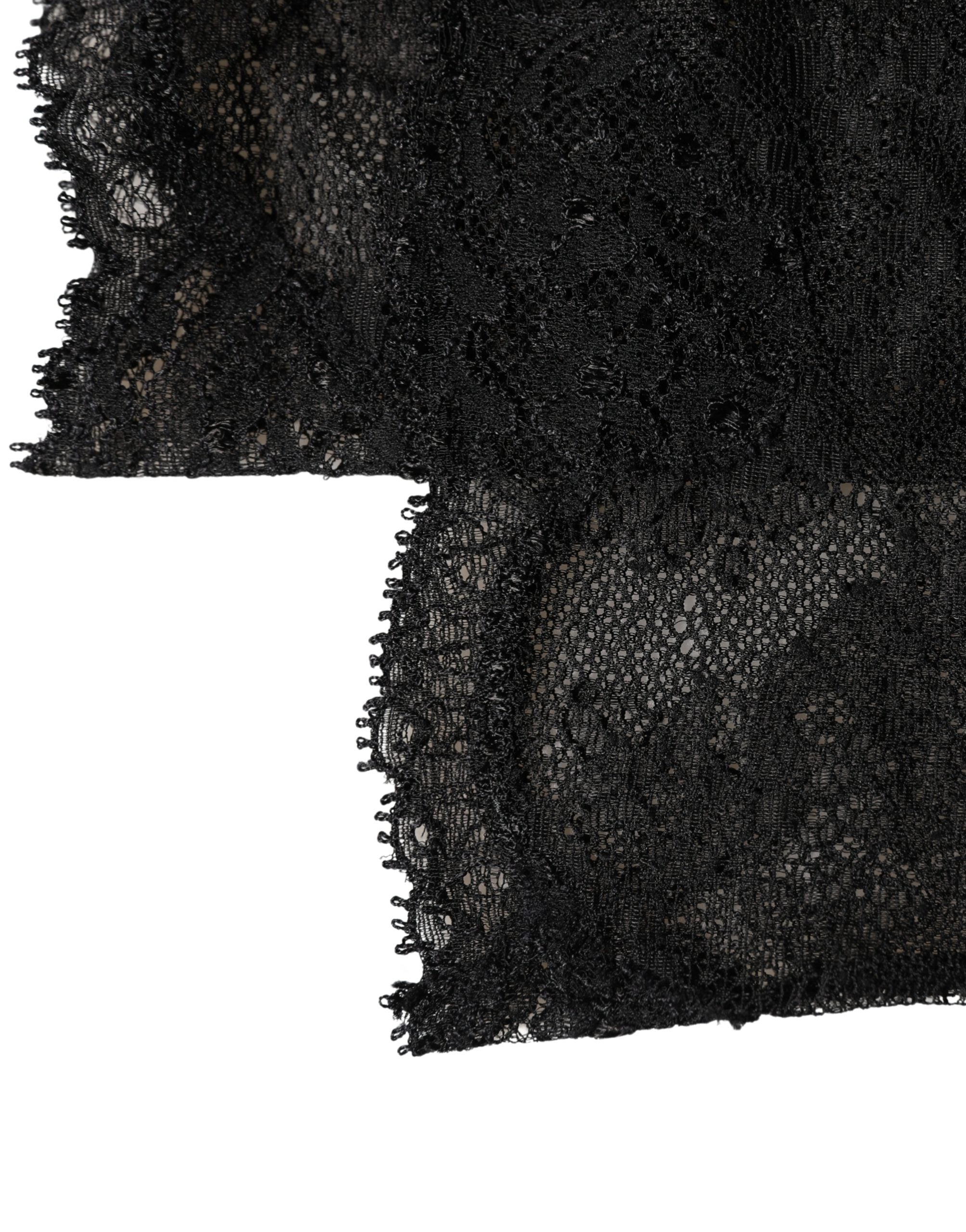 Dolce & Gabbana Black Floral Lace Nylon Stretch Knee High Socks Dolce & Gabbana