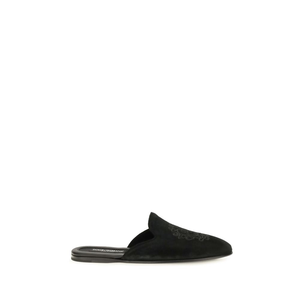 Dolce & Gabbana Black Calf Leather Bos Taurus Mules Dolce & Gabbana