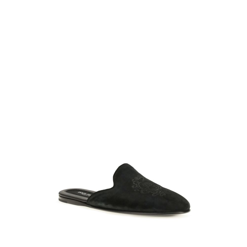 Dolce & Gabbana Black Calf Leather Bos Taurus Mules Dolce & Gabbana