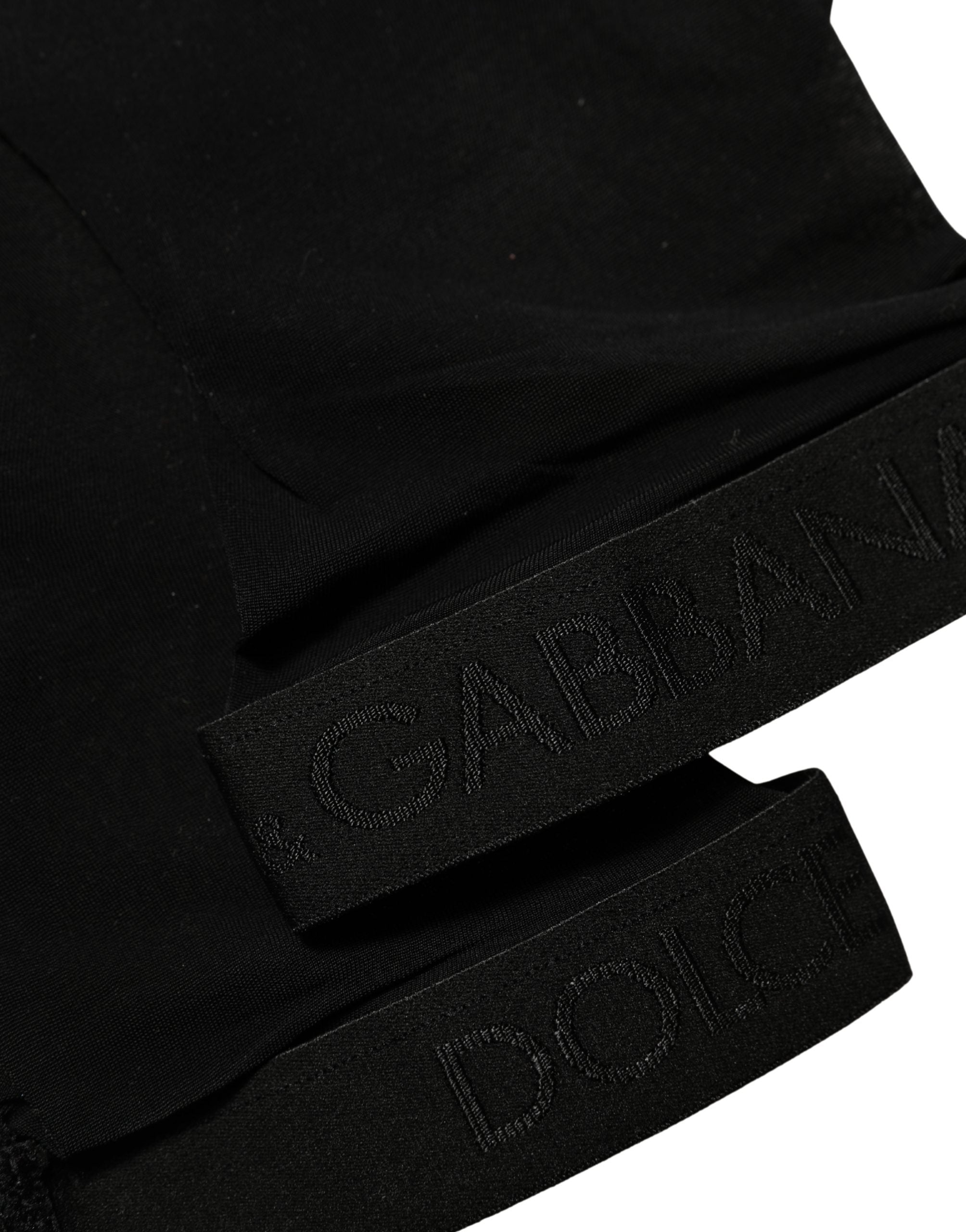 Dolce & Gabbana Black Nylon Logo Calf Long Women Accessory Socks Dolce & Gabbana