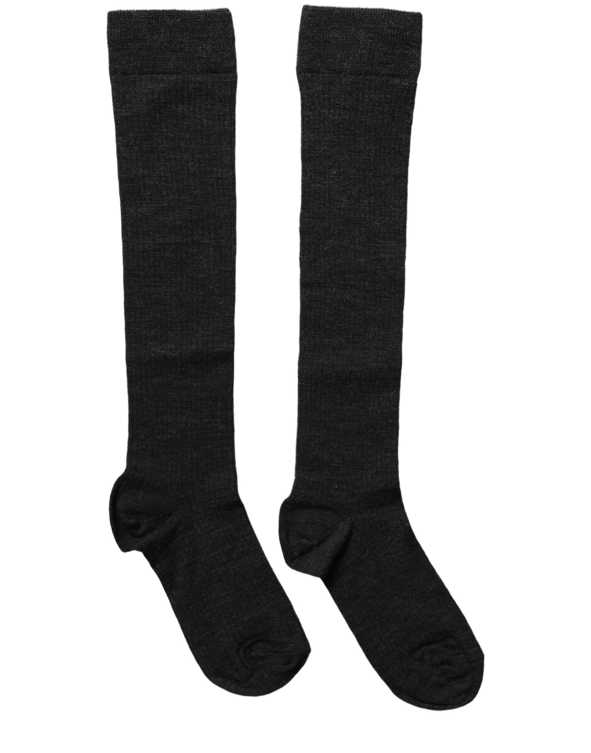 Dolce & Gabbana Black Wool Knit Calf Long Women Accessory Socks Dolce & Gabbana